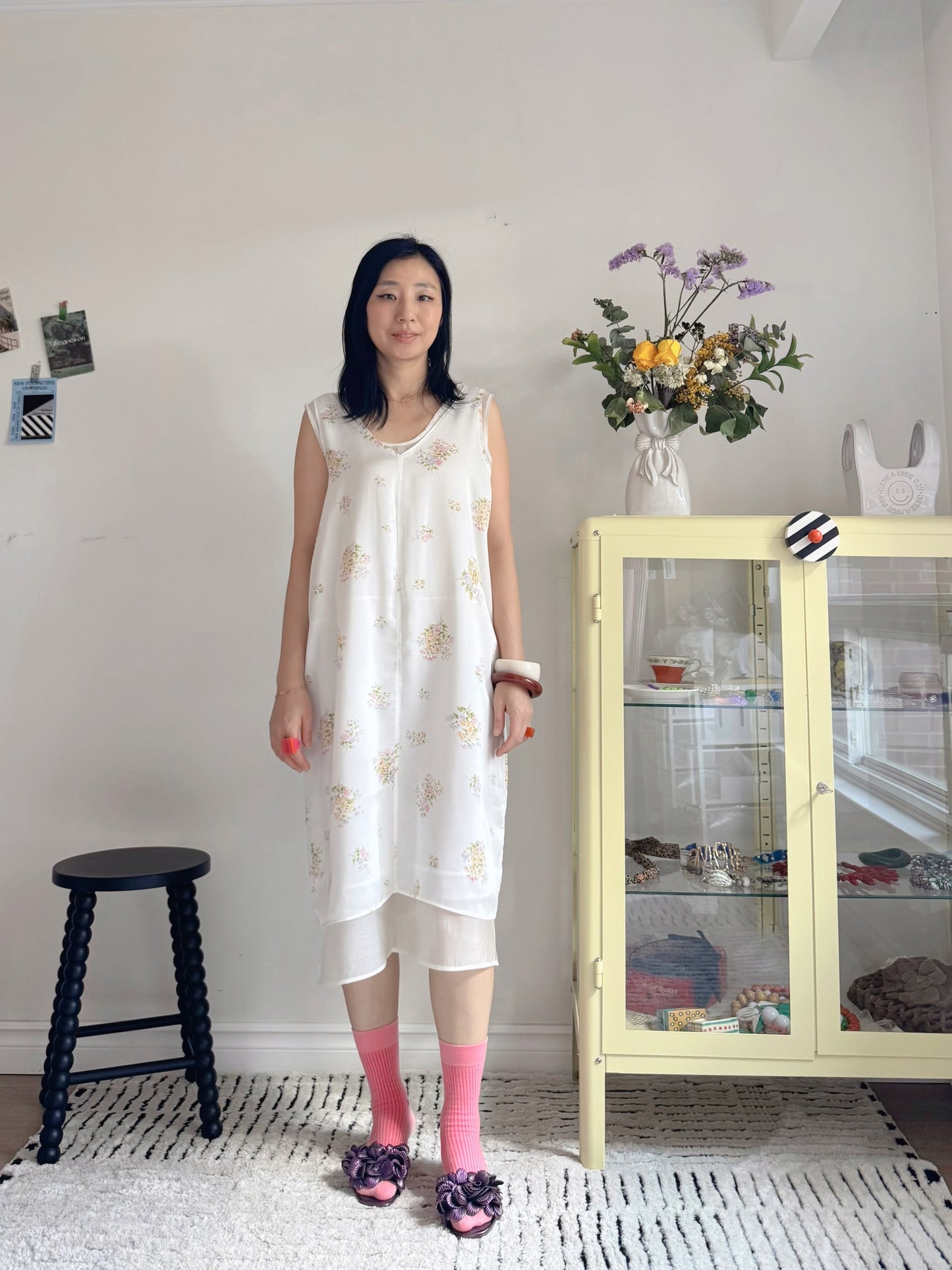 Floral satin midi dress