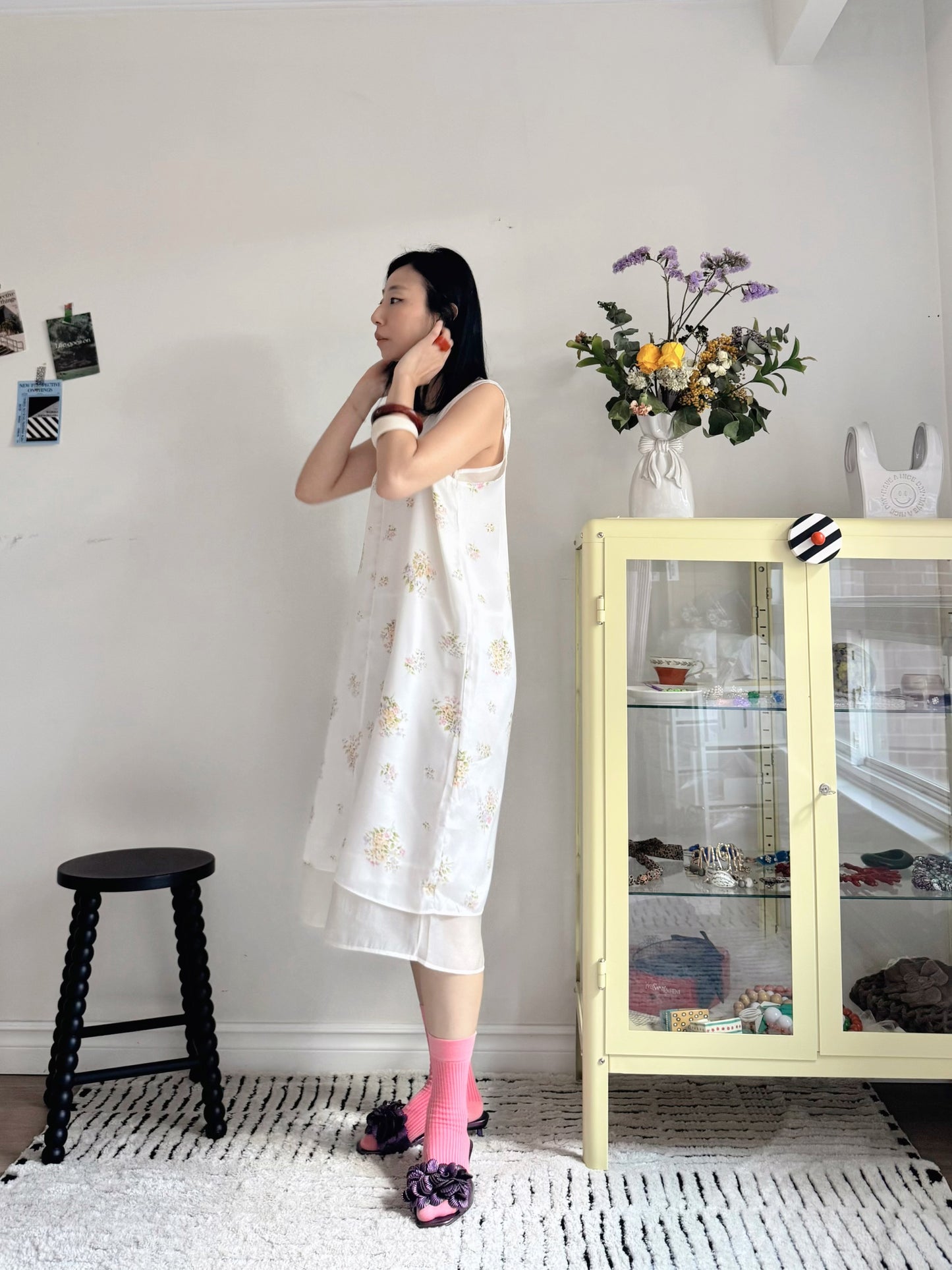 Floral satin midi dress