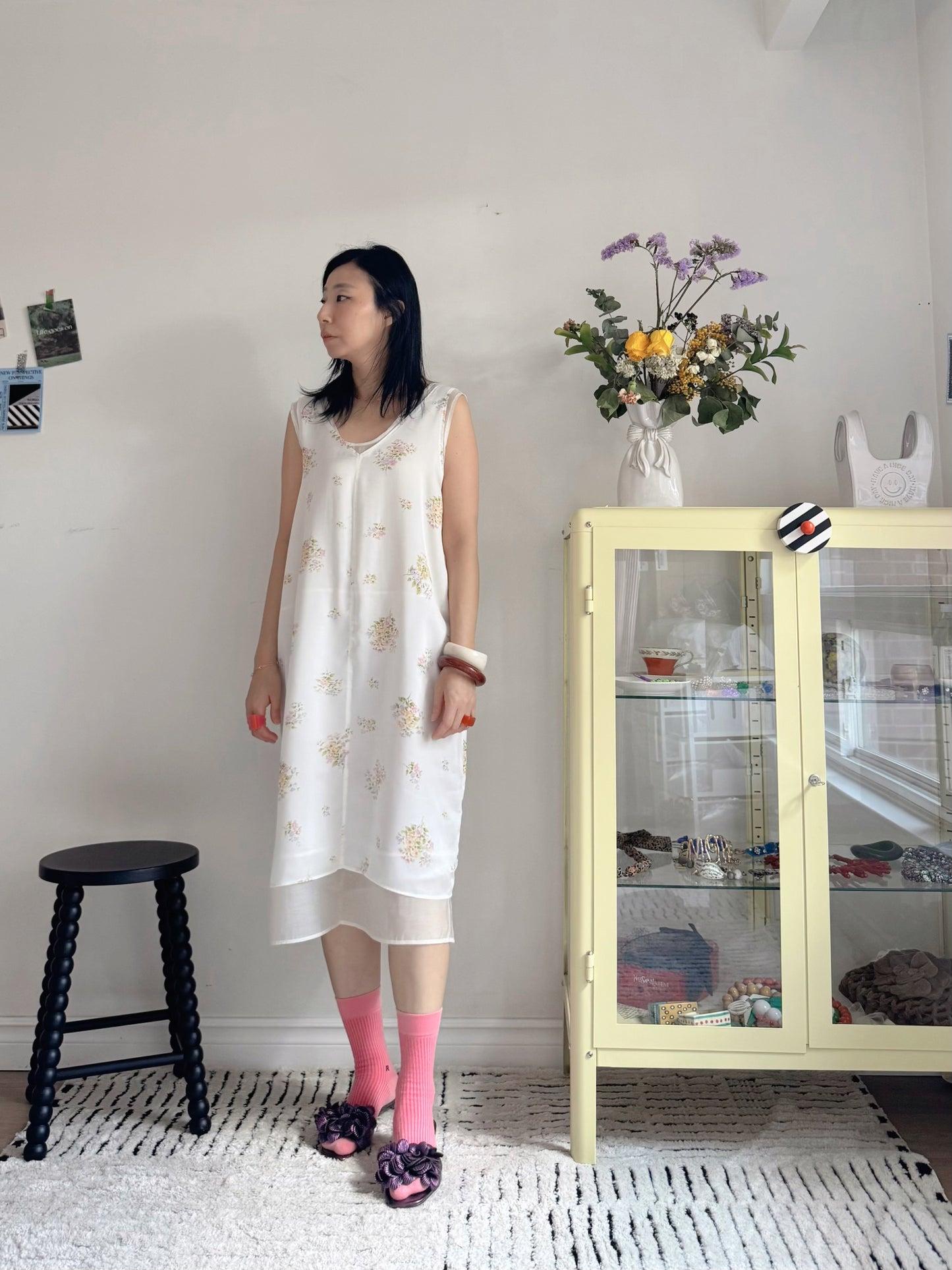 Floral satin midi dress