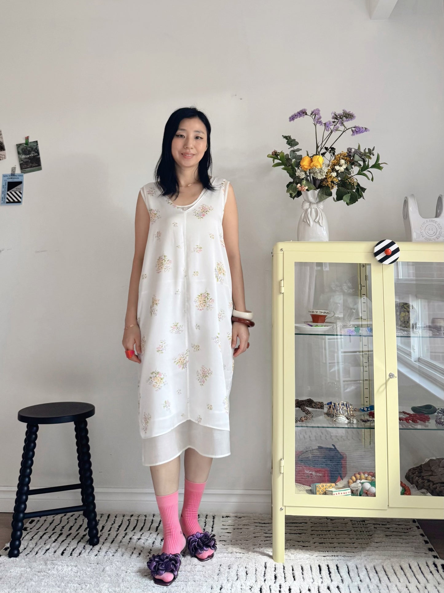 Floral satin midi dress