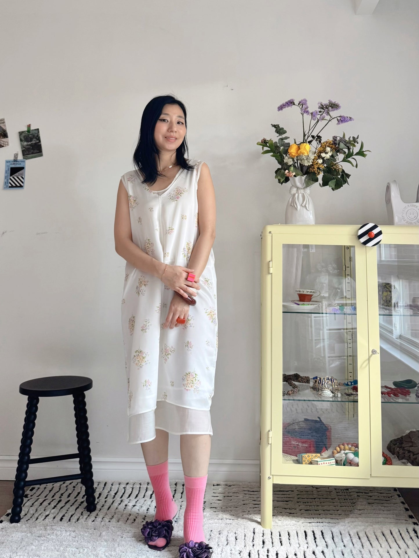 Floral satin midi dress