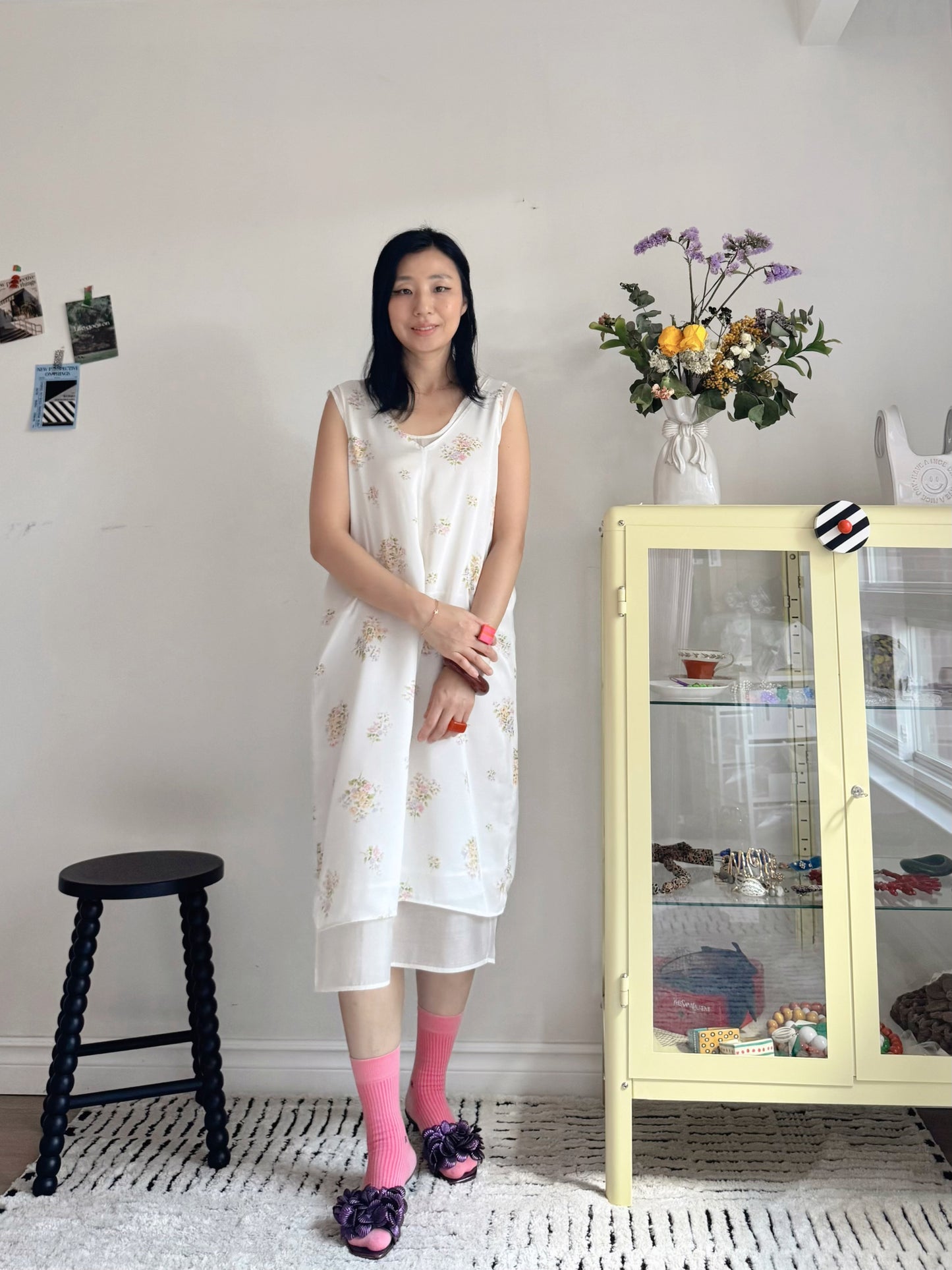 Floral satin midi dress