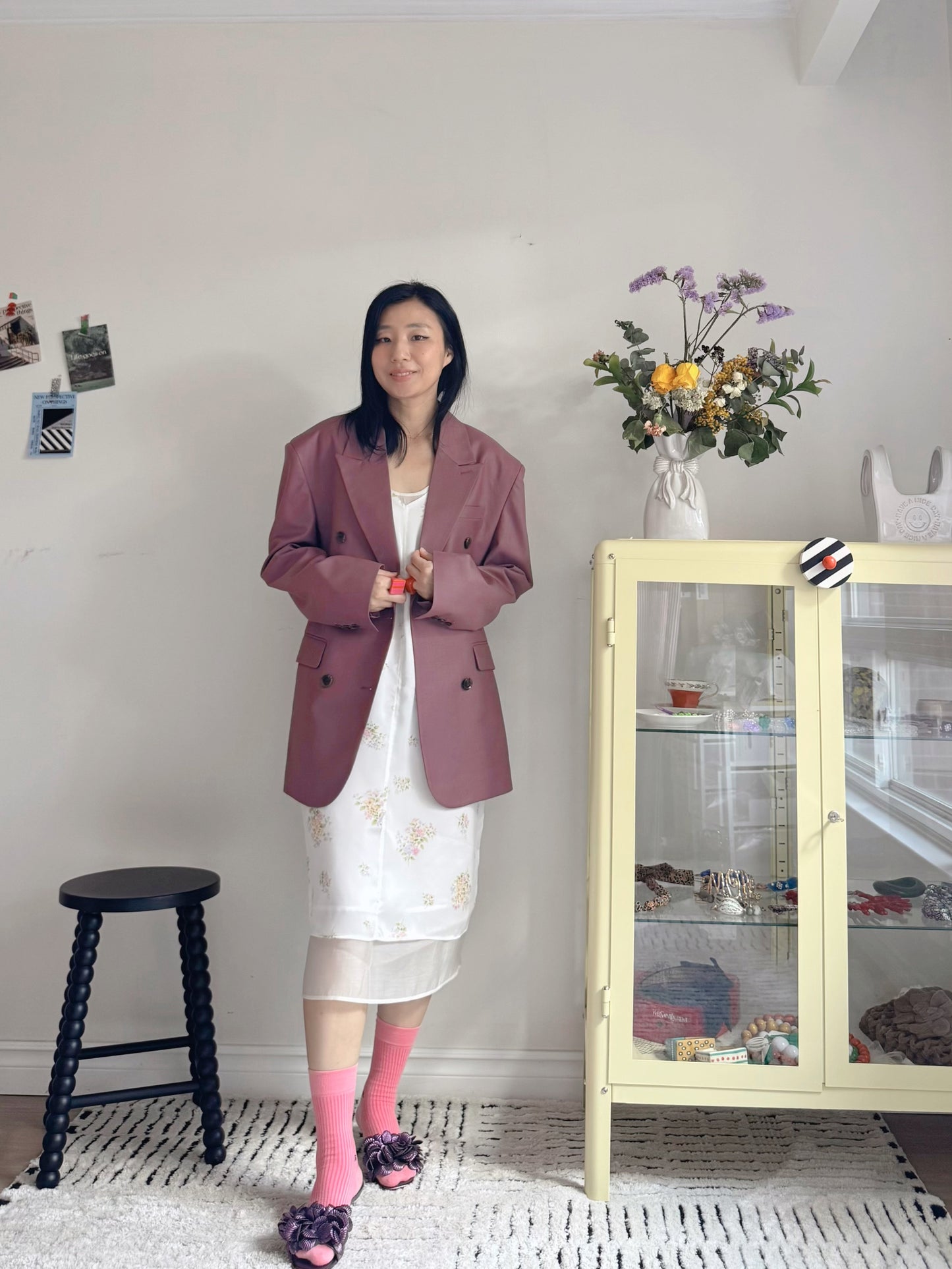 oversized double breasted blazer (pink,khaki,navy)