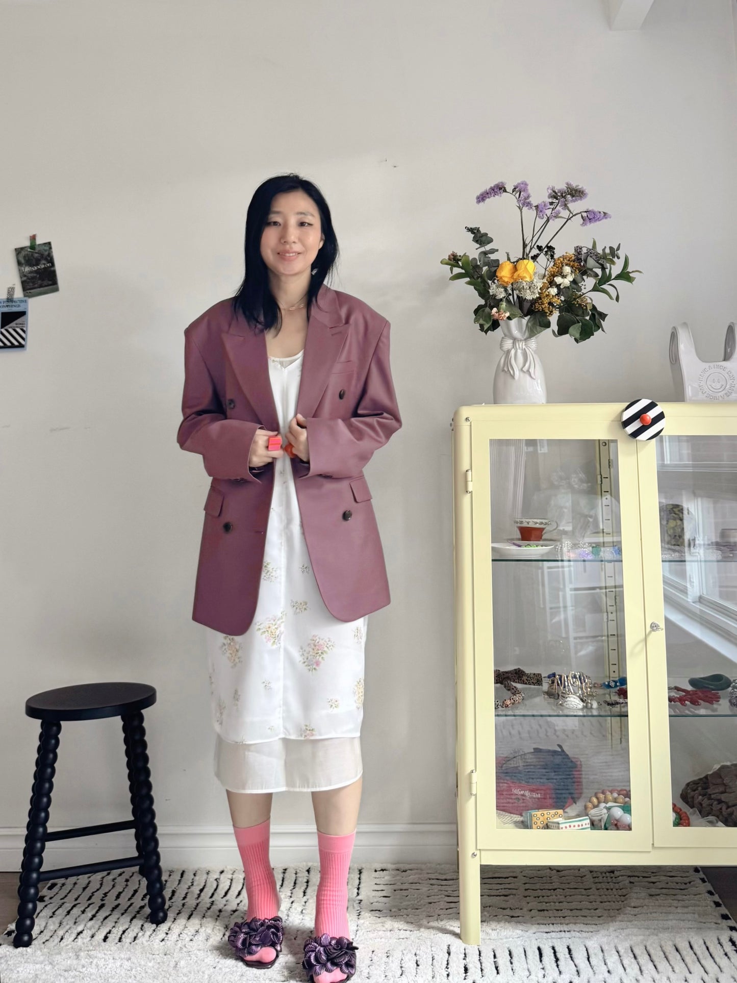 oversized double breasted blazer (pink,khaki,navy)