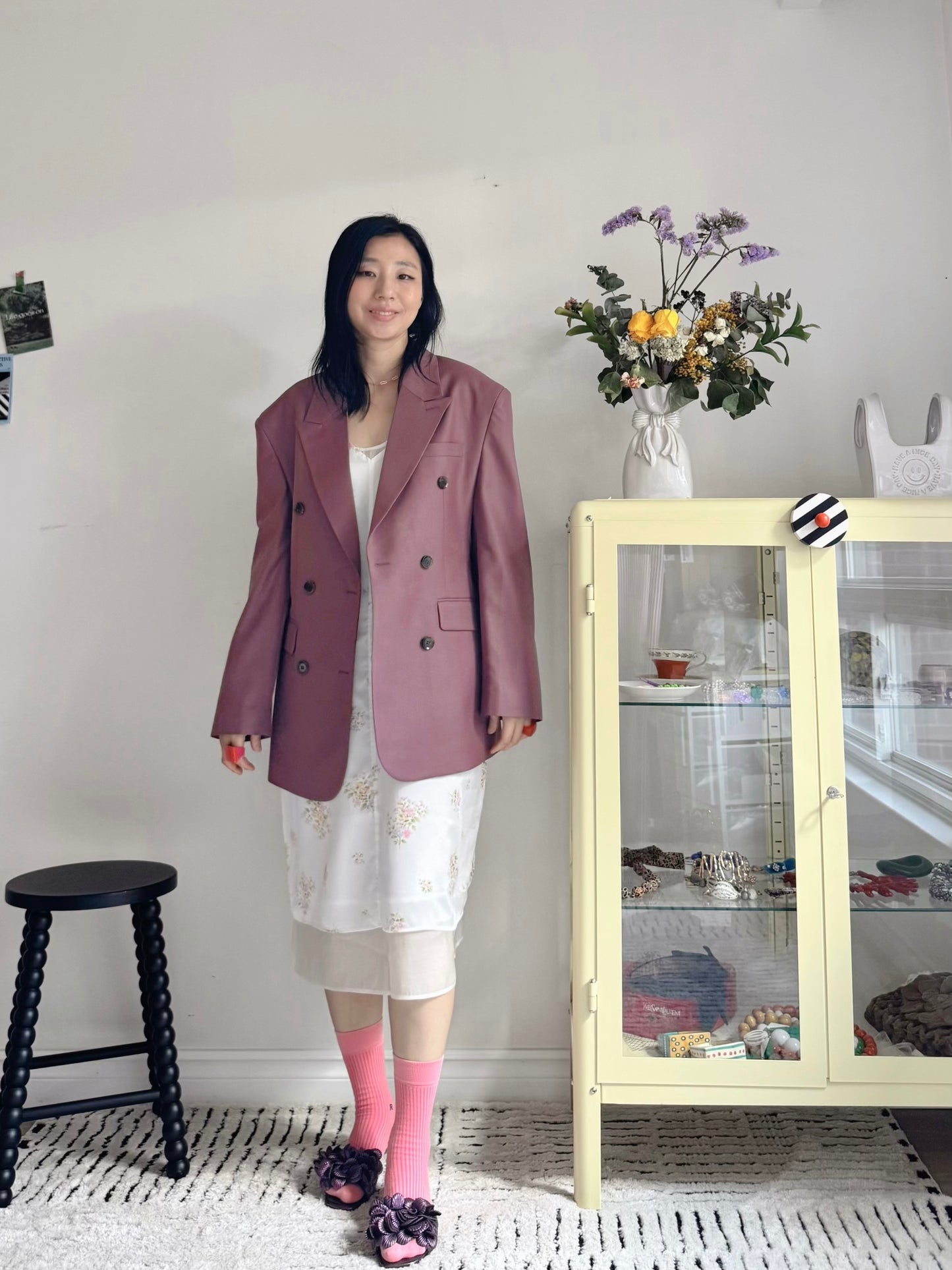oversized double breasted blazer (pink,khaki,navy)