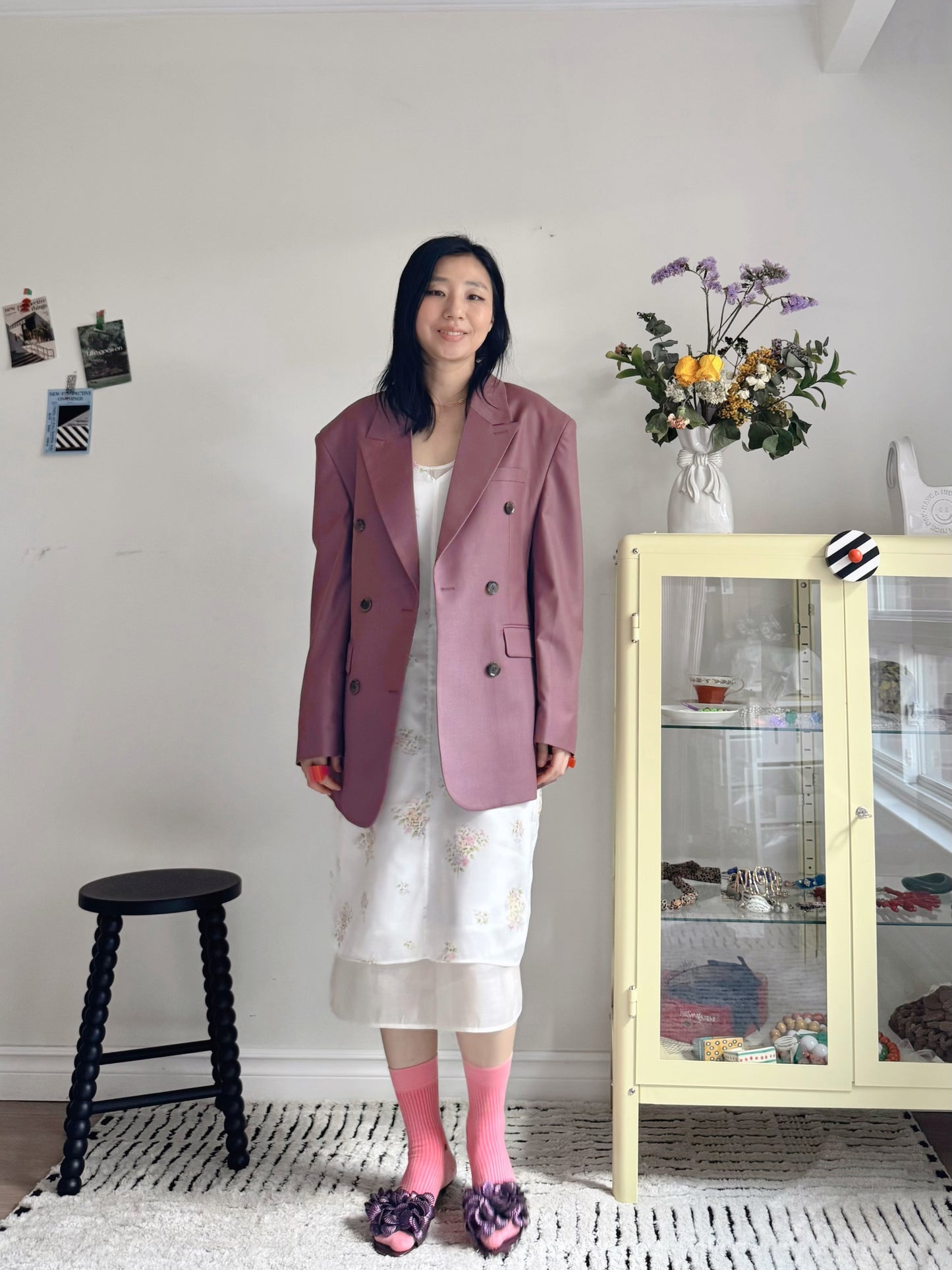 oversized double breasted blazer (pink,khaki,navy)