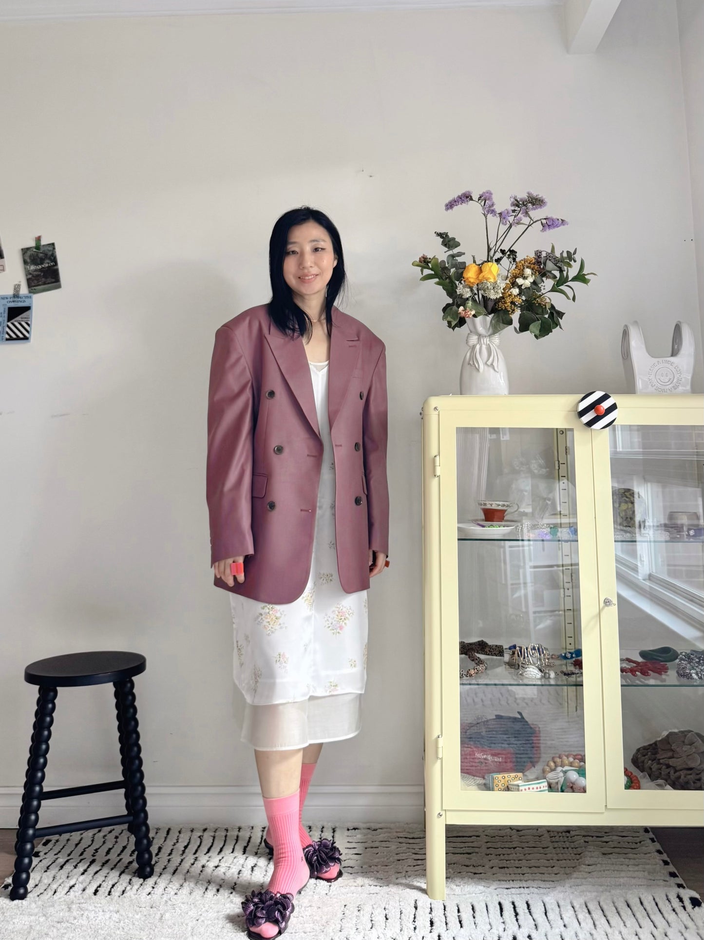 oversized double breasted blazer (pink,khaki,navy)