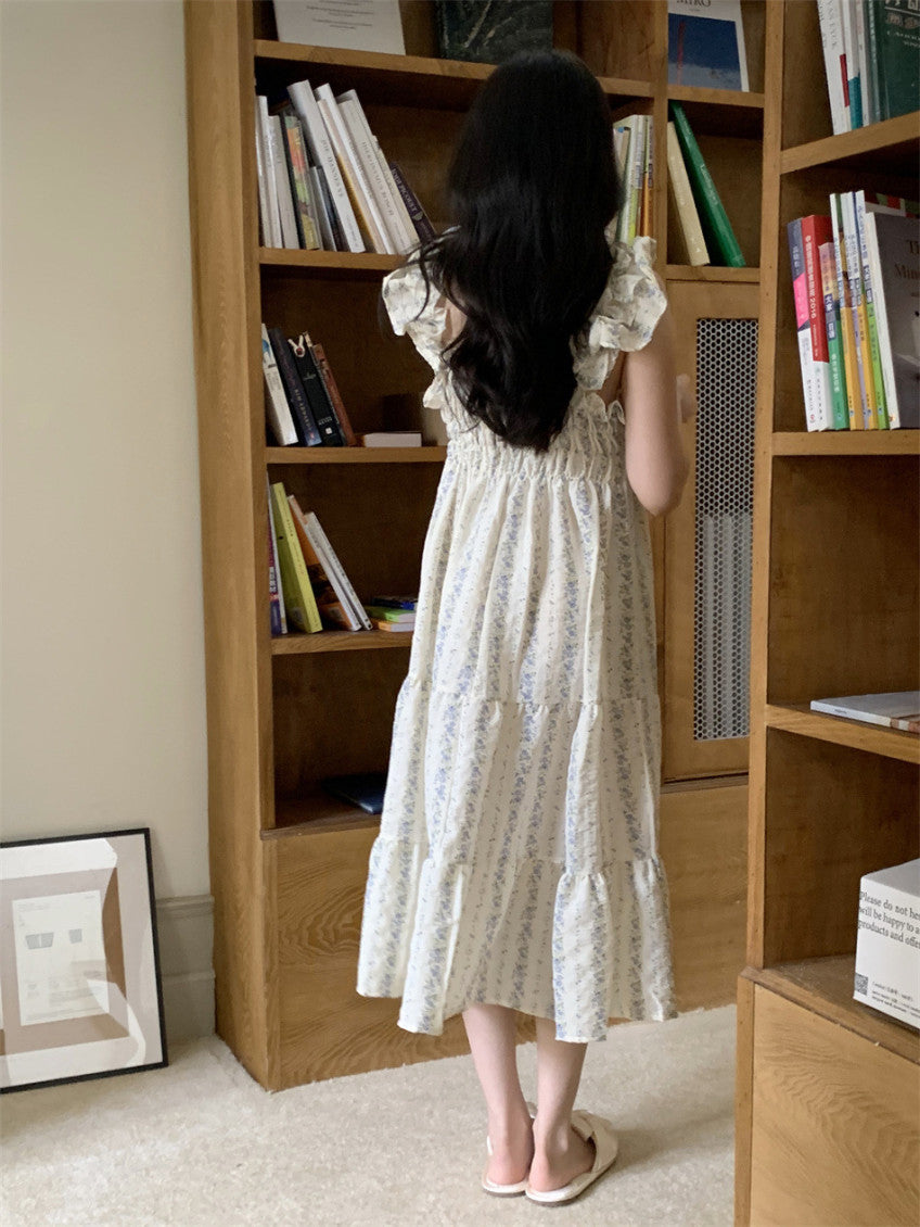 Floral Ruffle Pajama Dress (pink, blue)