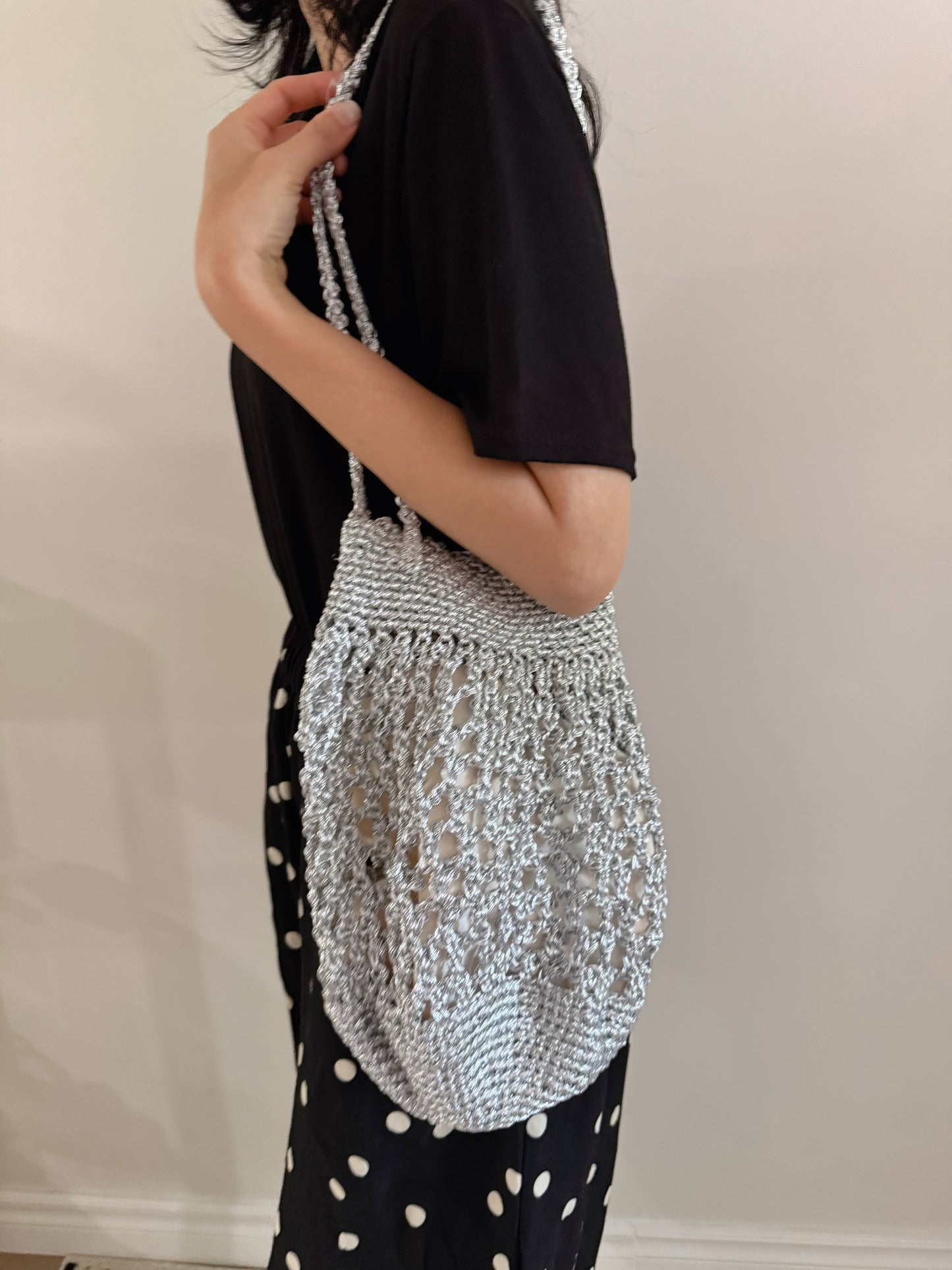 Lumi Crochet Net Bag(Gold, Silver )