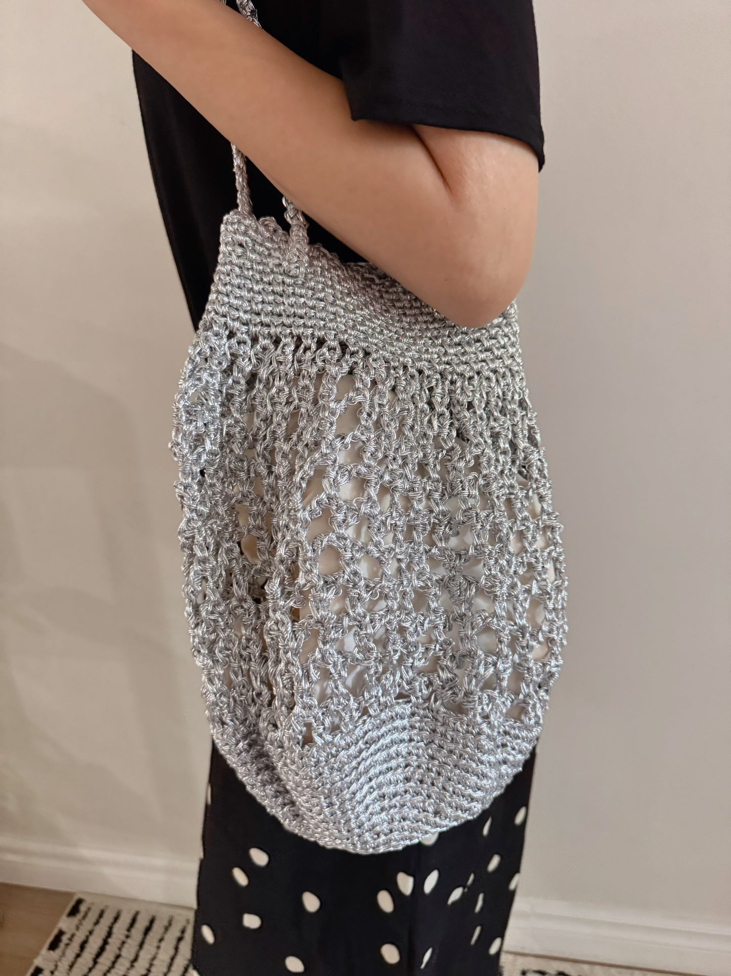 Lumi Crochet Net Bag(Gold, Silver )