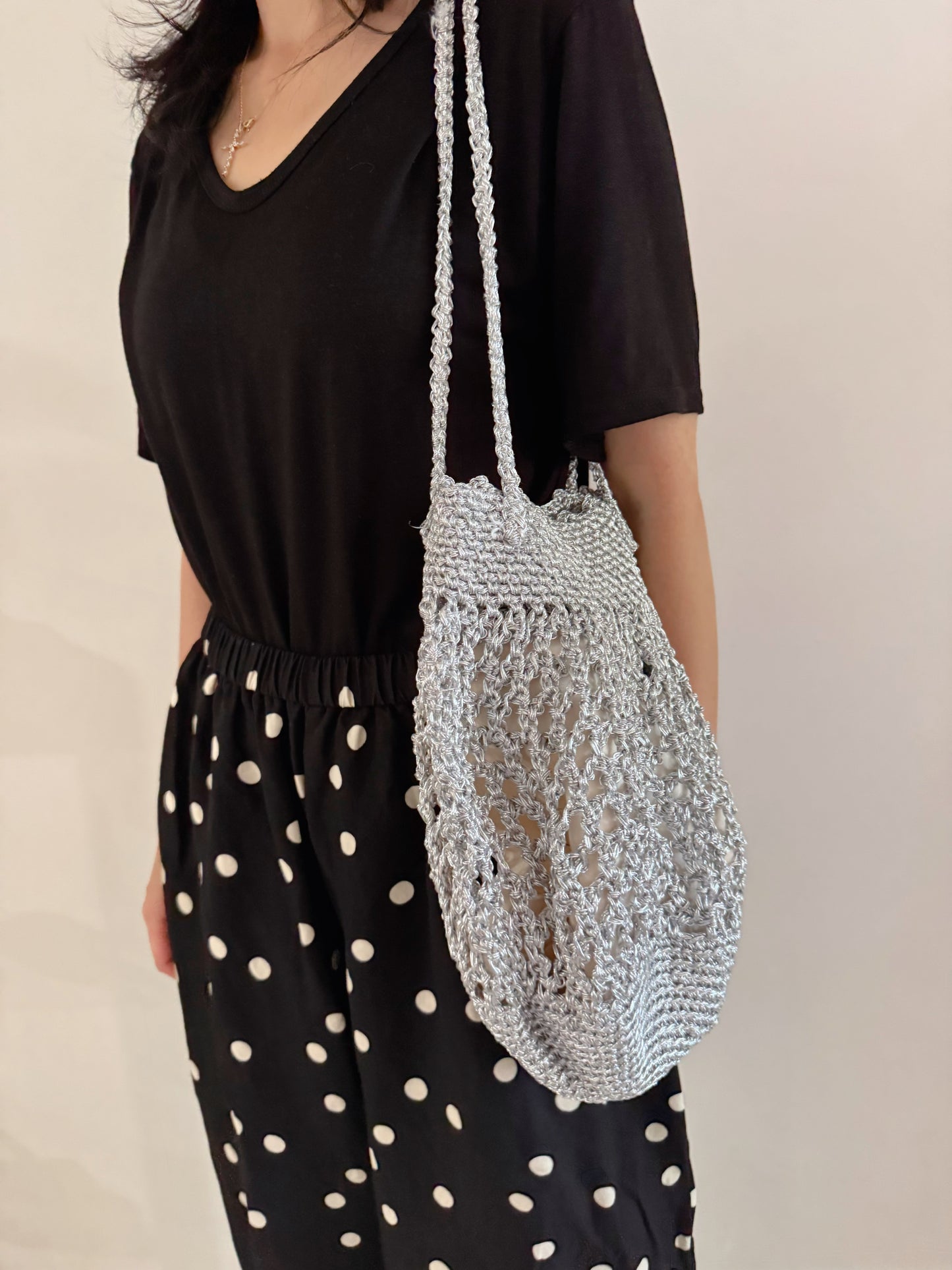 Lumi Crochet Net Bag(Gold, Silver )