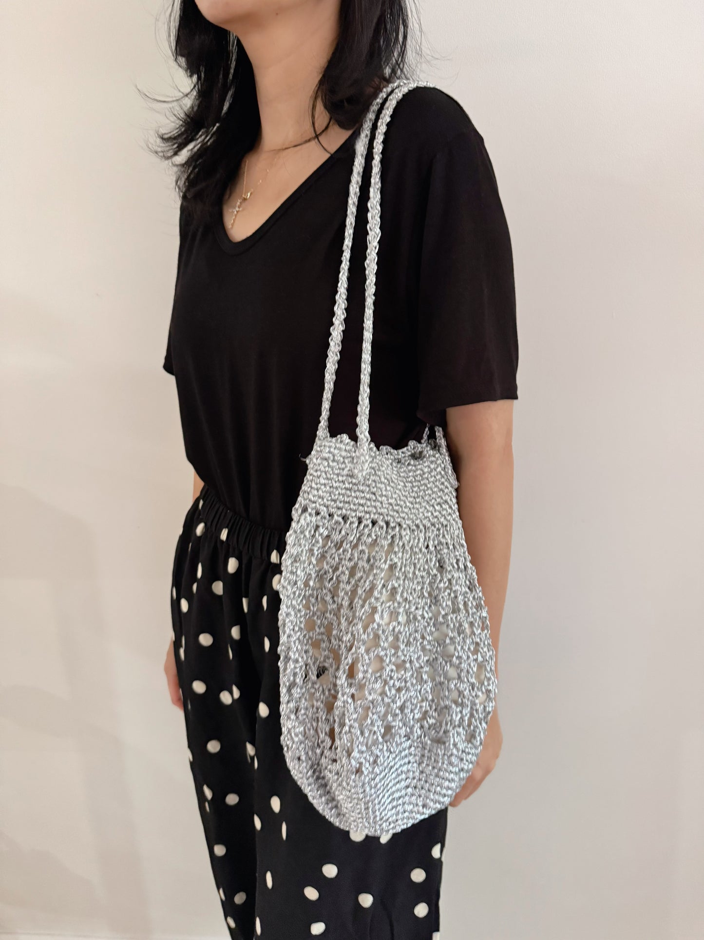 Lumi Crochet Net Bag(Gold, Silver )