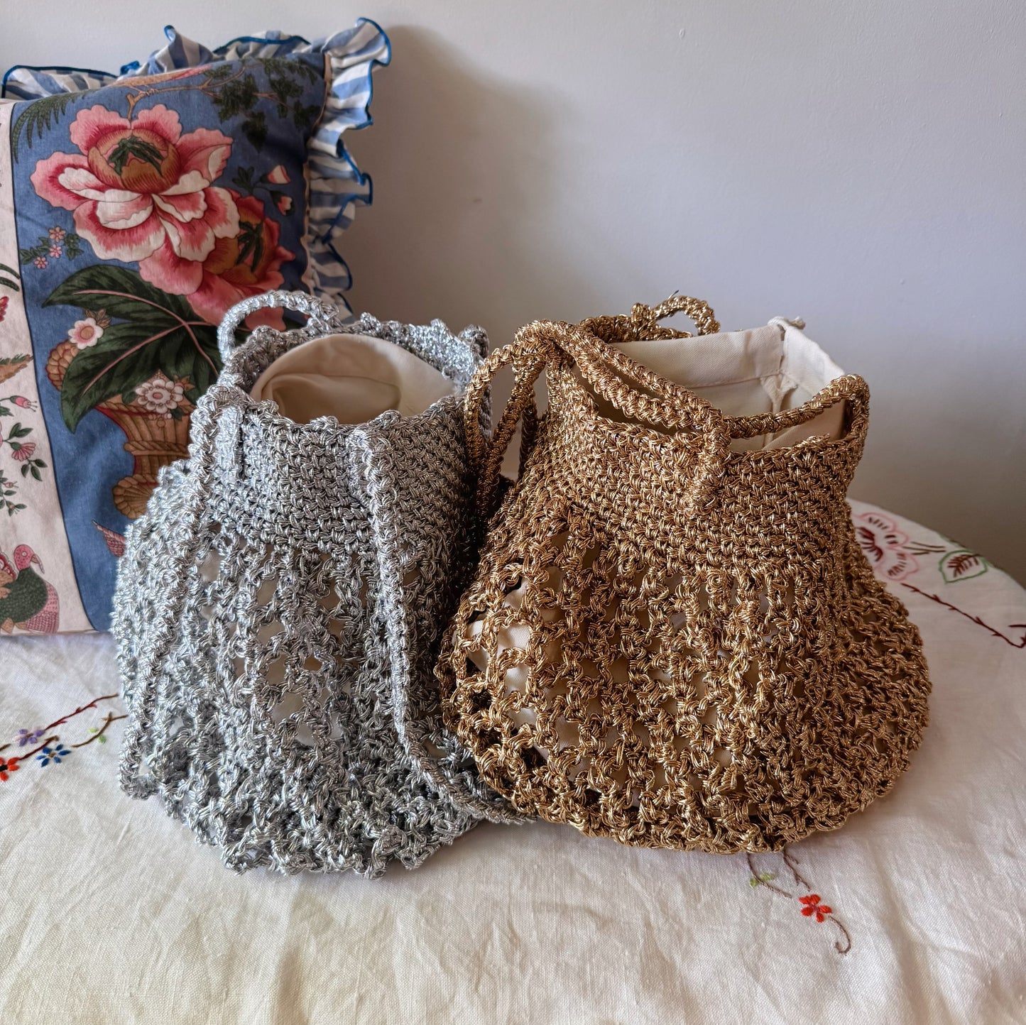 Lumi Crochet Net Bag(Gold, Silver )