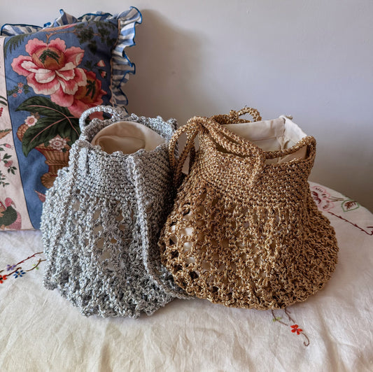 Lumi Crochet Net Bag(Gold, Silver )