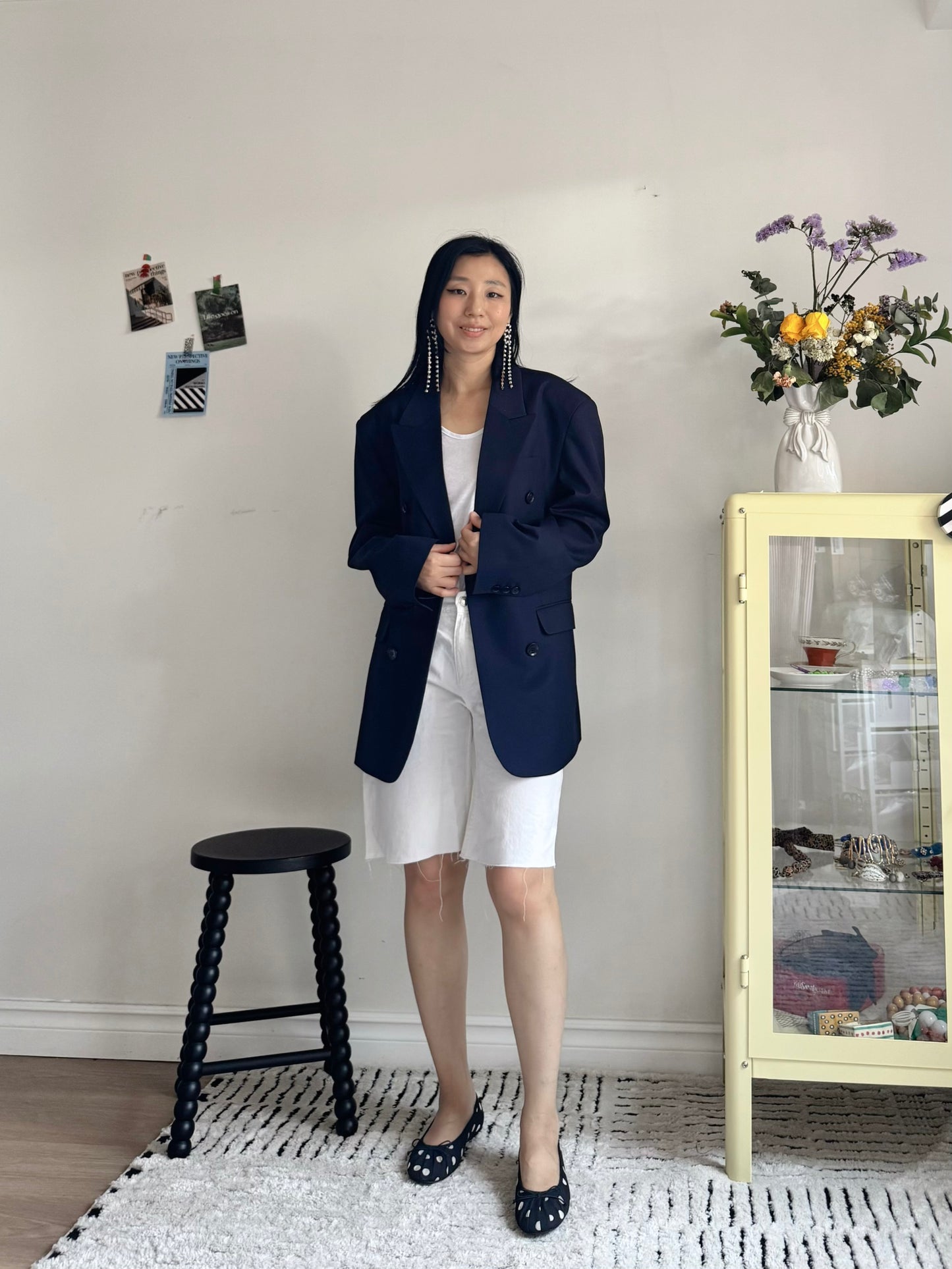 oversized double breasted blazer (pink,khaki,navy)