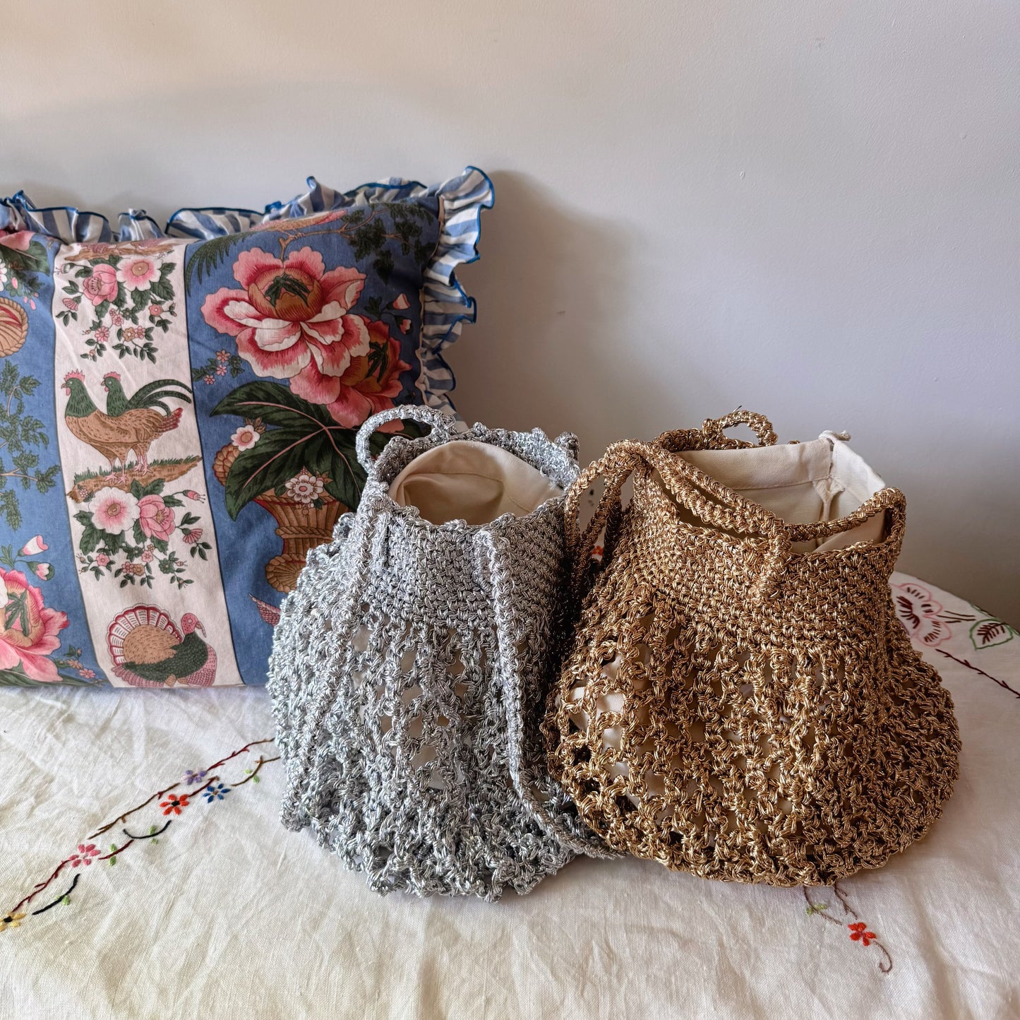Lumi Crochet Net Bag(Gold, Silver )
