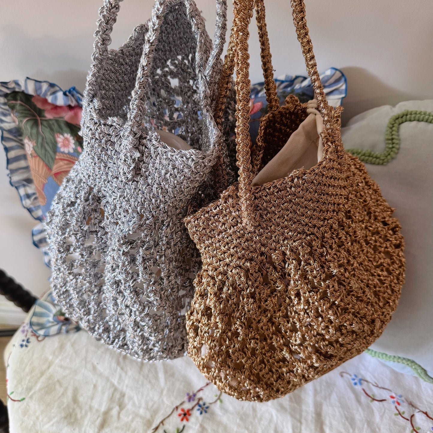 Lumi Crochet Net Bag(Gold, Silver )