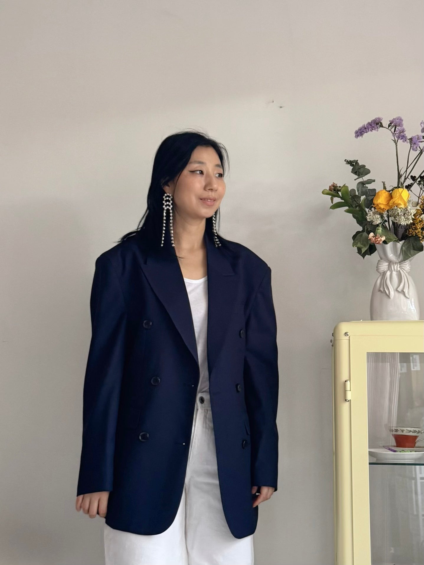 oversized double breasted blazer (pink,khaki,navy)