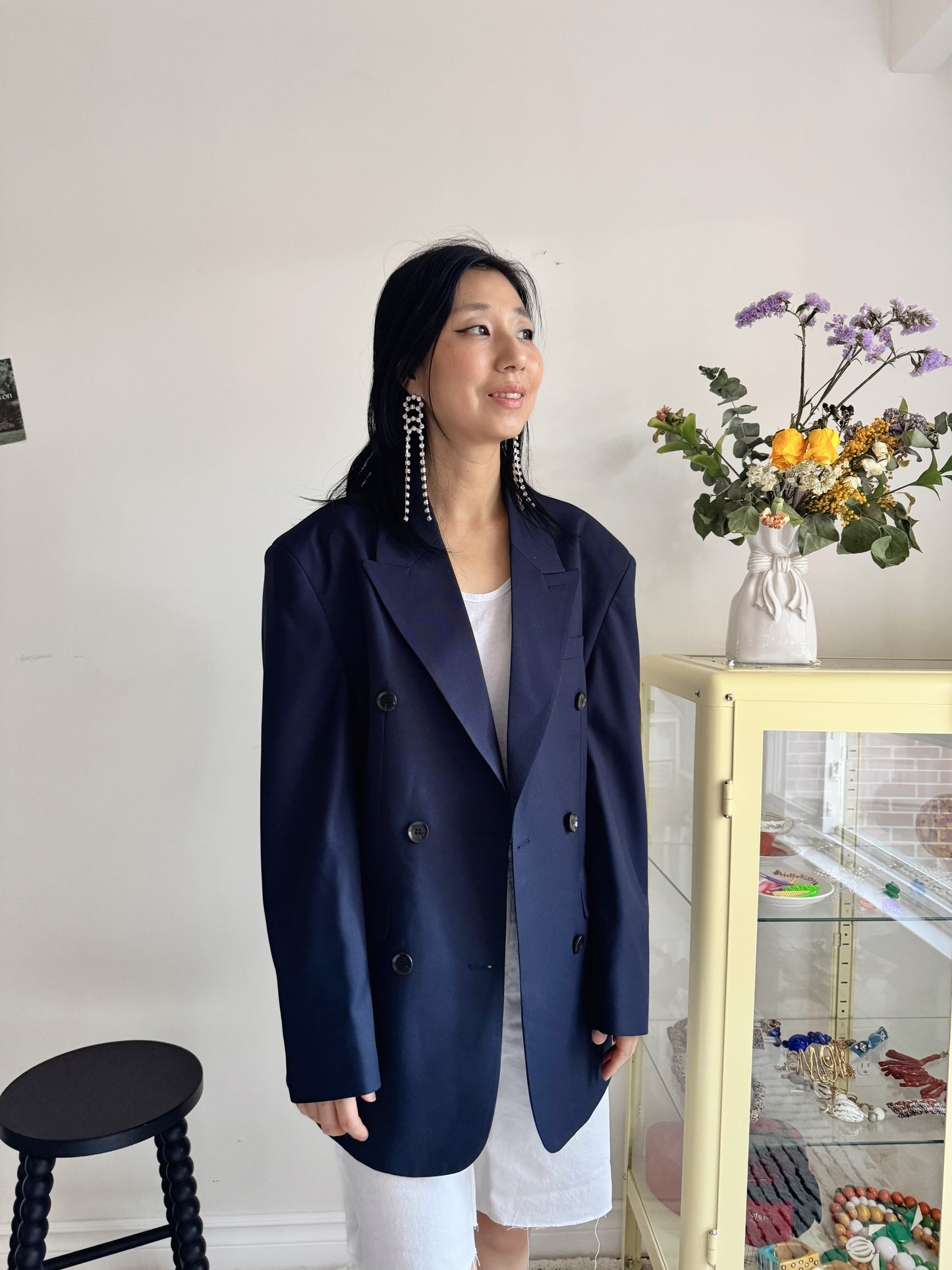 oversized double breasted blazer (pink,khaki,navy)
