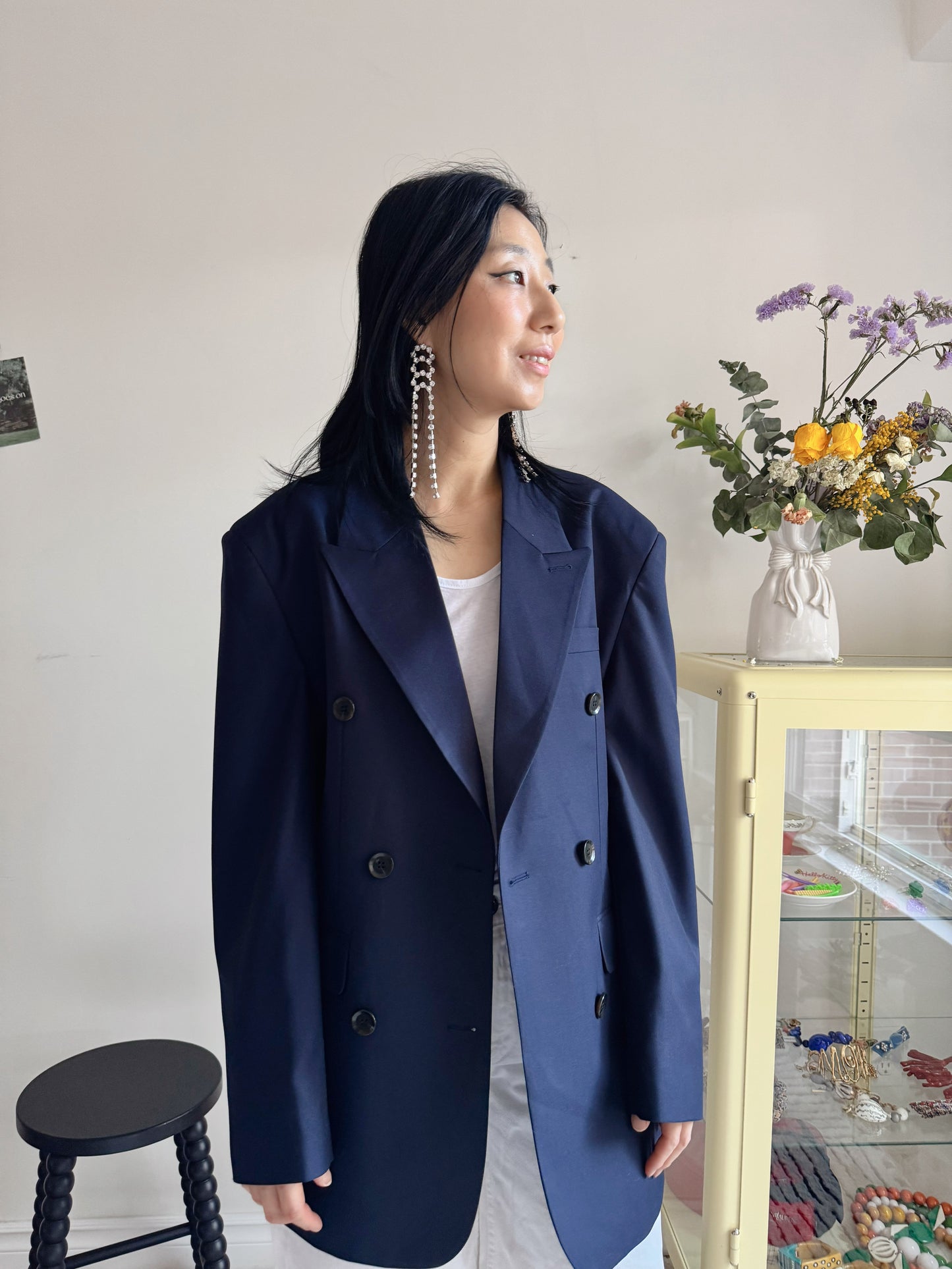 oversized double breasted blazer (pink,khaki,navy)