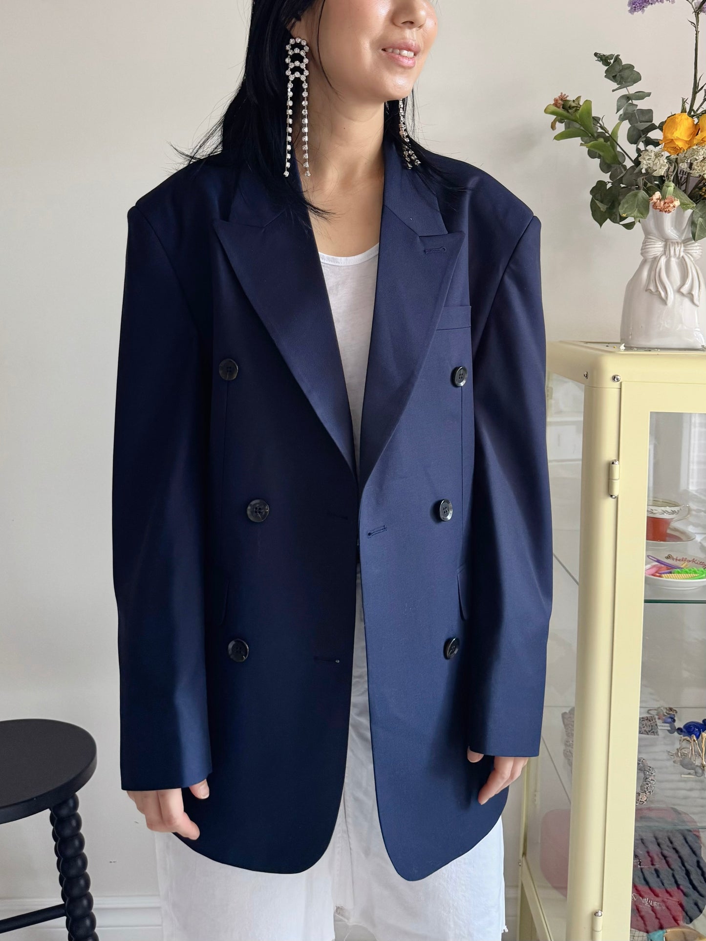 oversized double breasted blazer (pink,khaki,navy)
