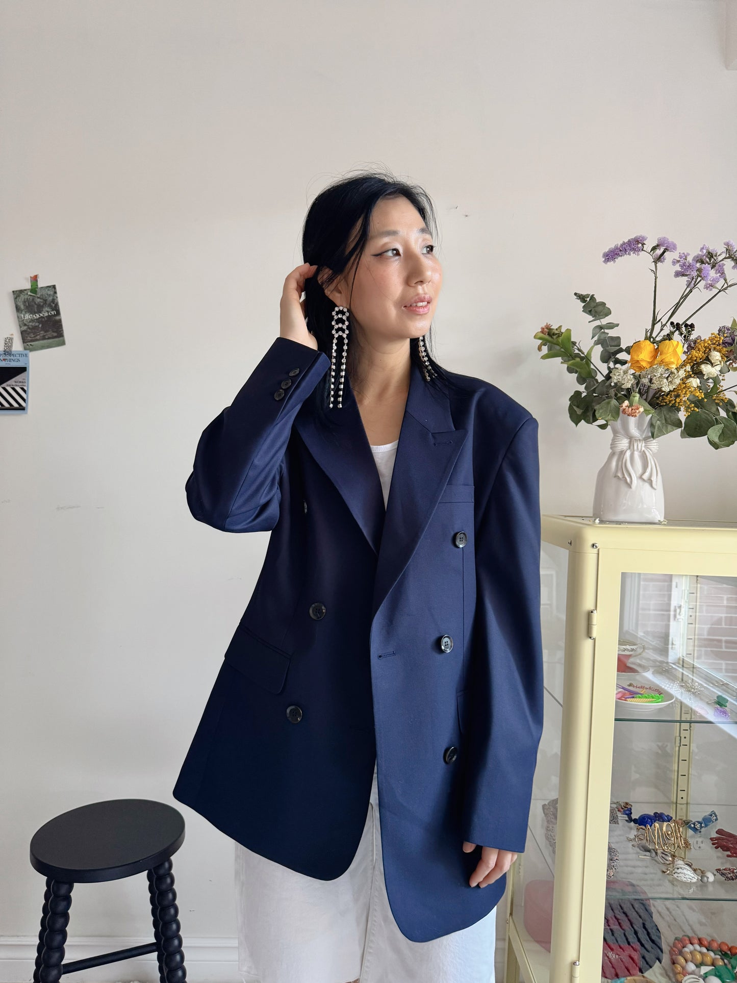 oversized double breasted blazer (pink,khaki,navy)