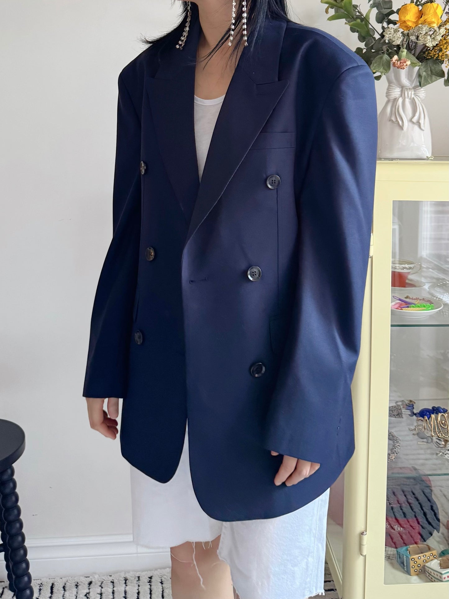 oversized double breasted blazer (pink,khaki,navy)