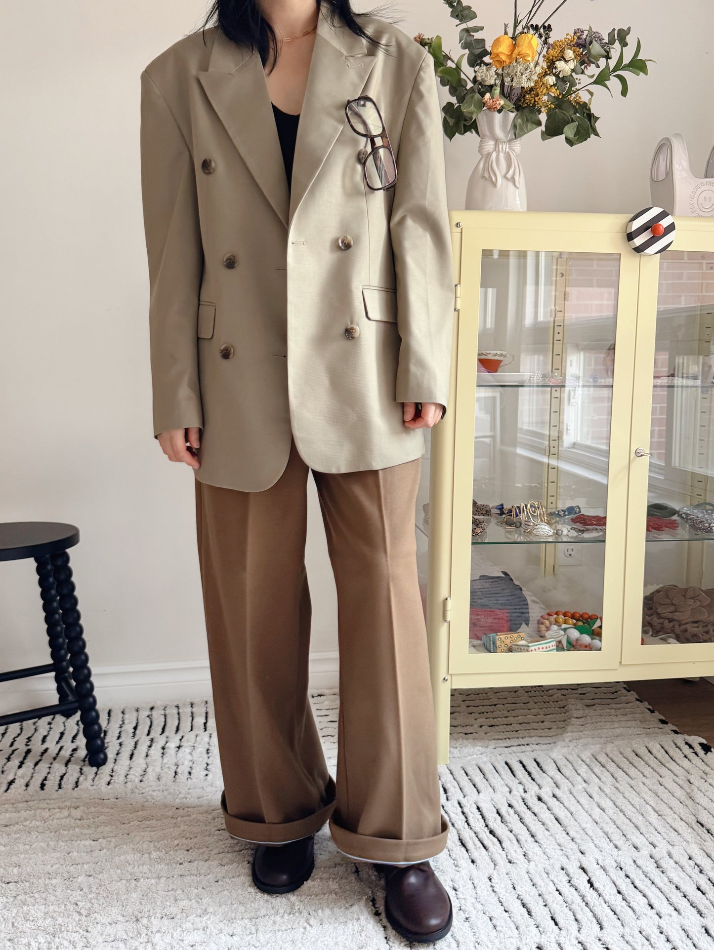 oversized double breasted blazer (pink,khaki,navy)