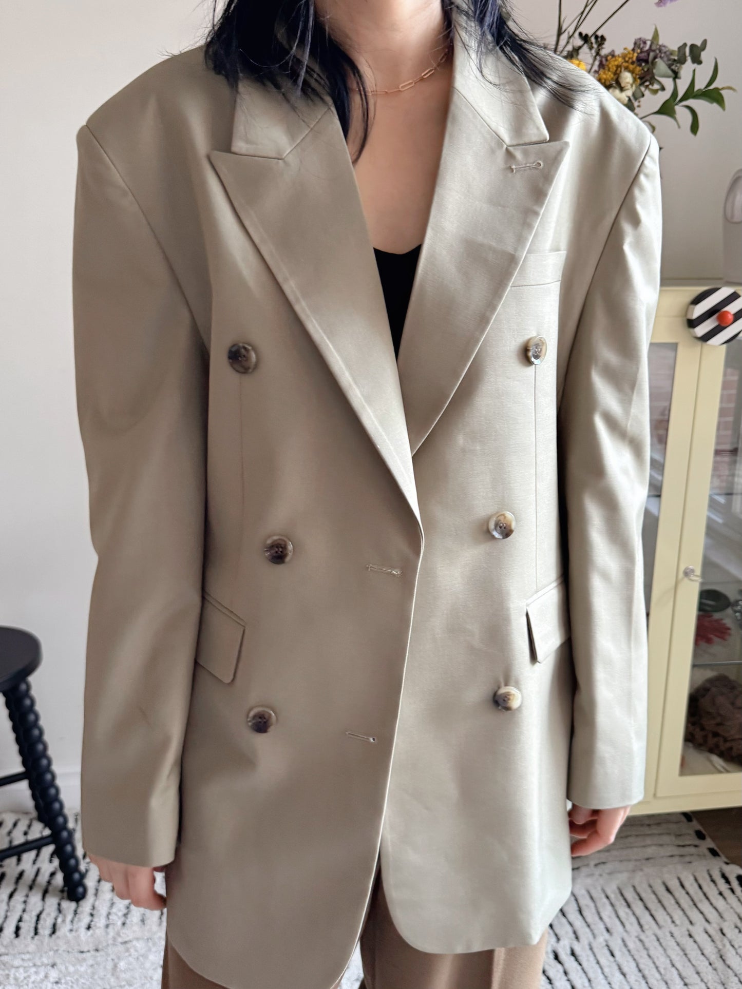 oversized double breasted blazer (pink,khaki,navy)
