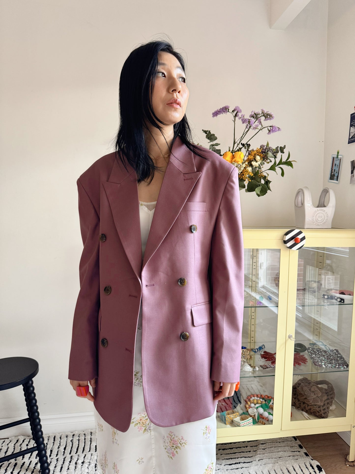 oversized double breasted blazer (pink,khaki,navy)
