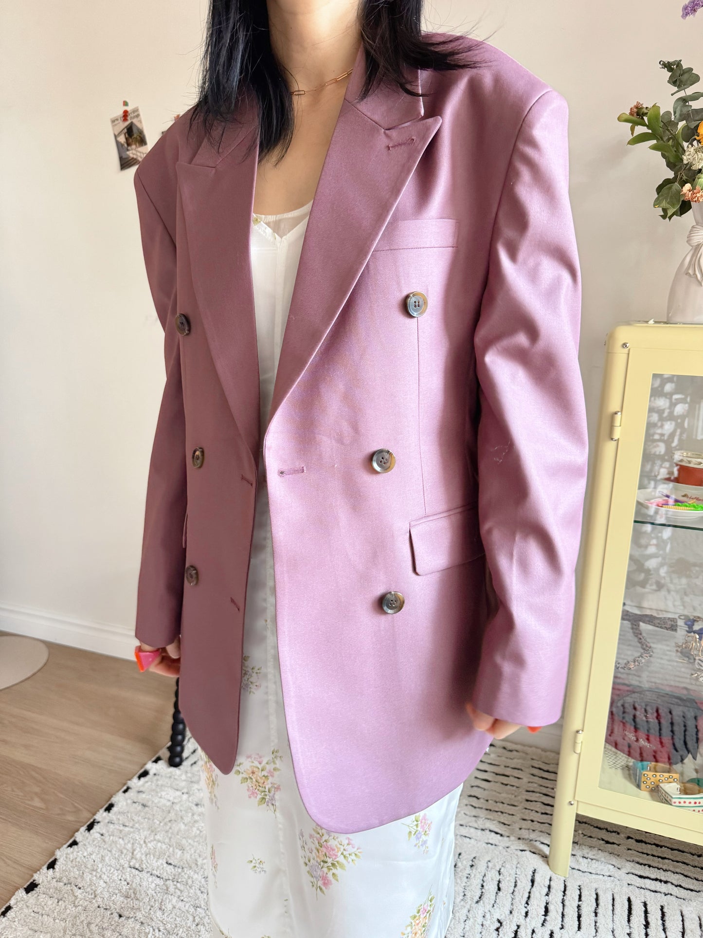 oversized double breasted blazer (pink,khaki,navy)