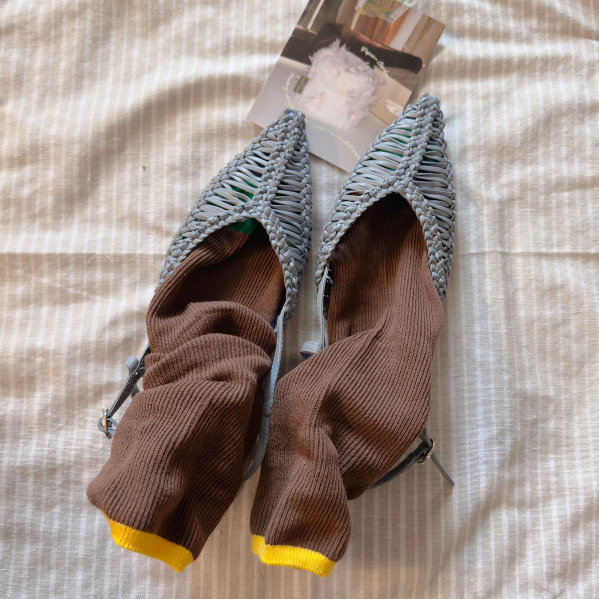 COLOR BLOCK RIBBED SOCK (Black,Ivory,Brown)