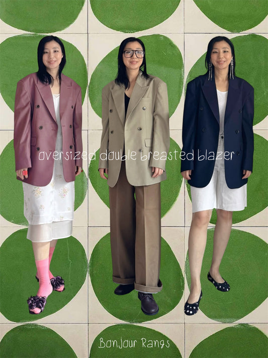 oversized double breasted blazer (pink,khaki,navy)