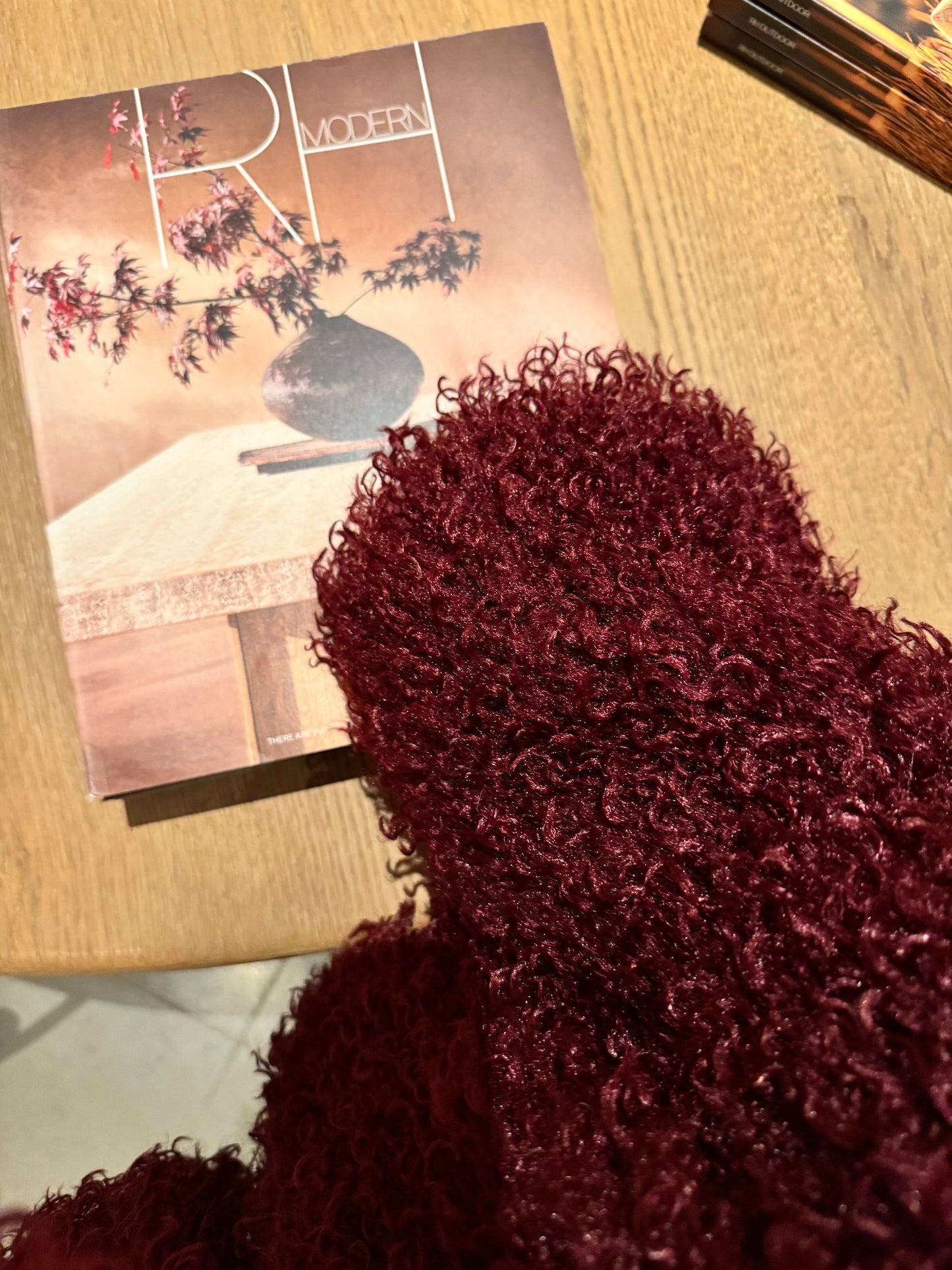 Burgundy Faux Fur Coat