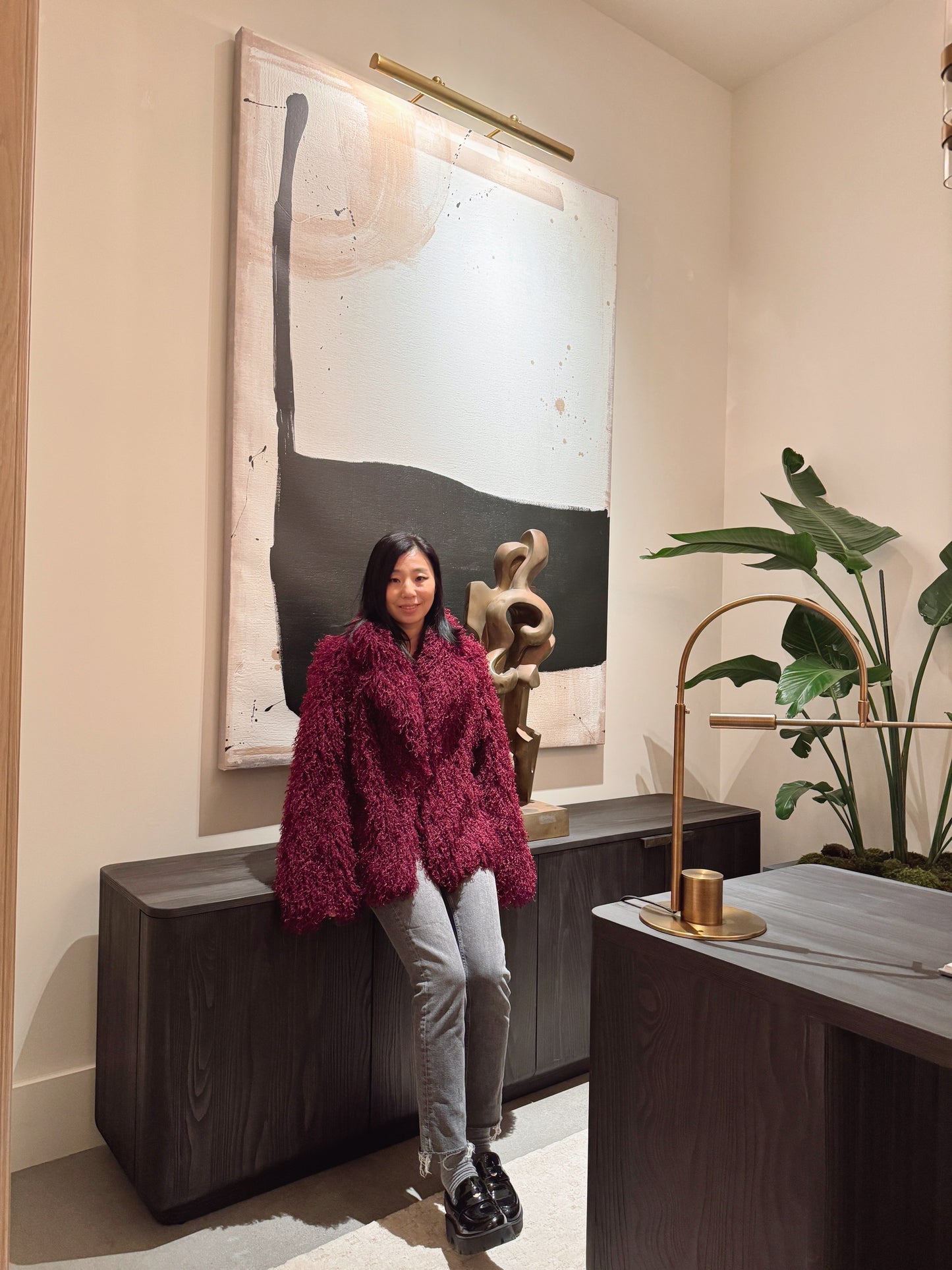 Burgundy Faux Fur Coat