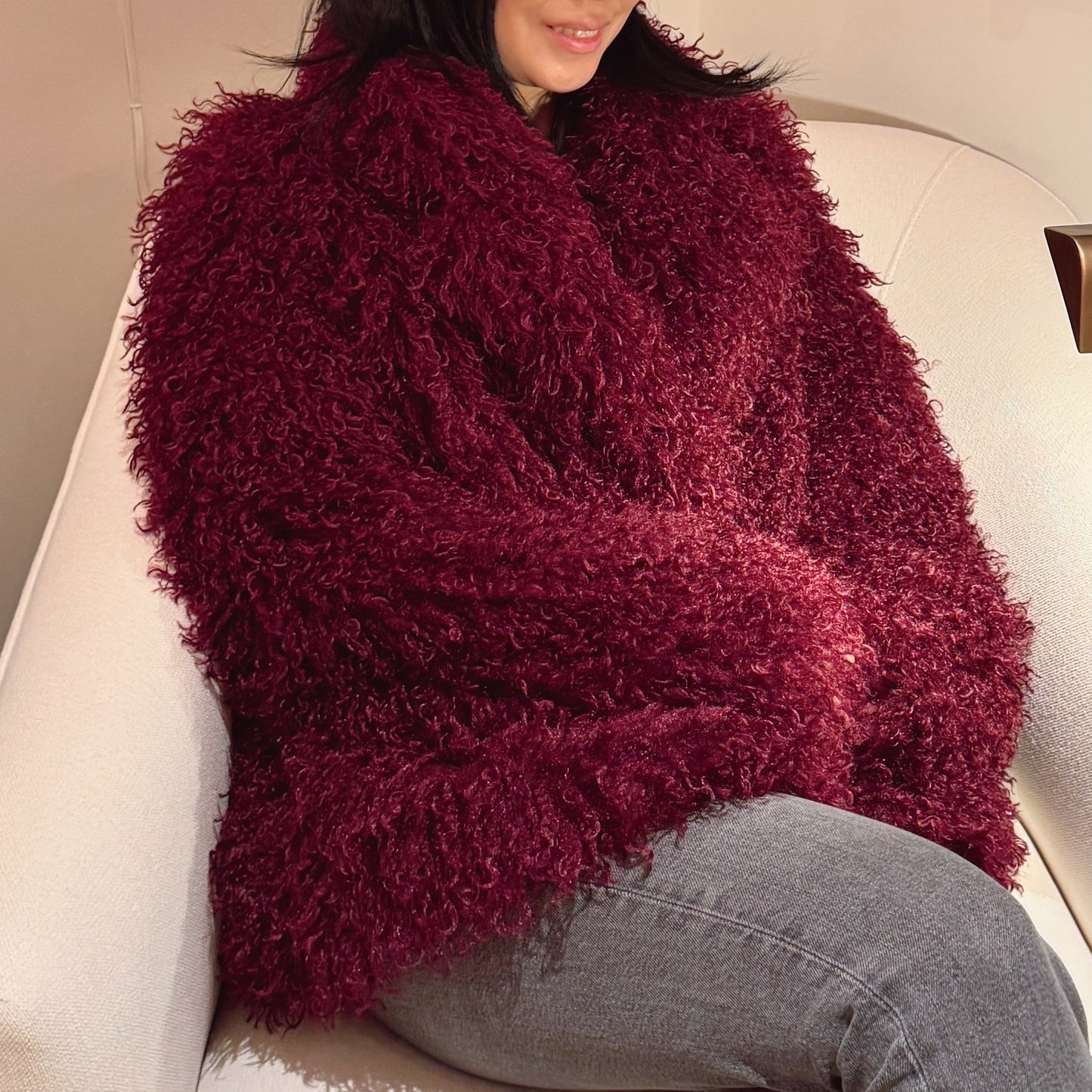 Burgundy Faux Fur Coat