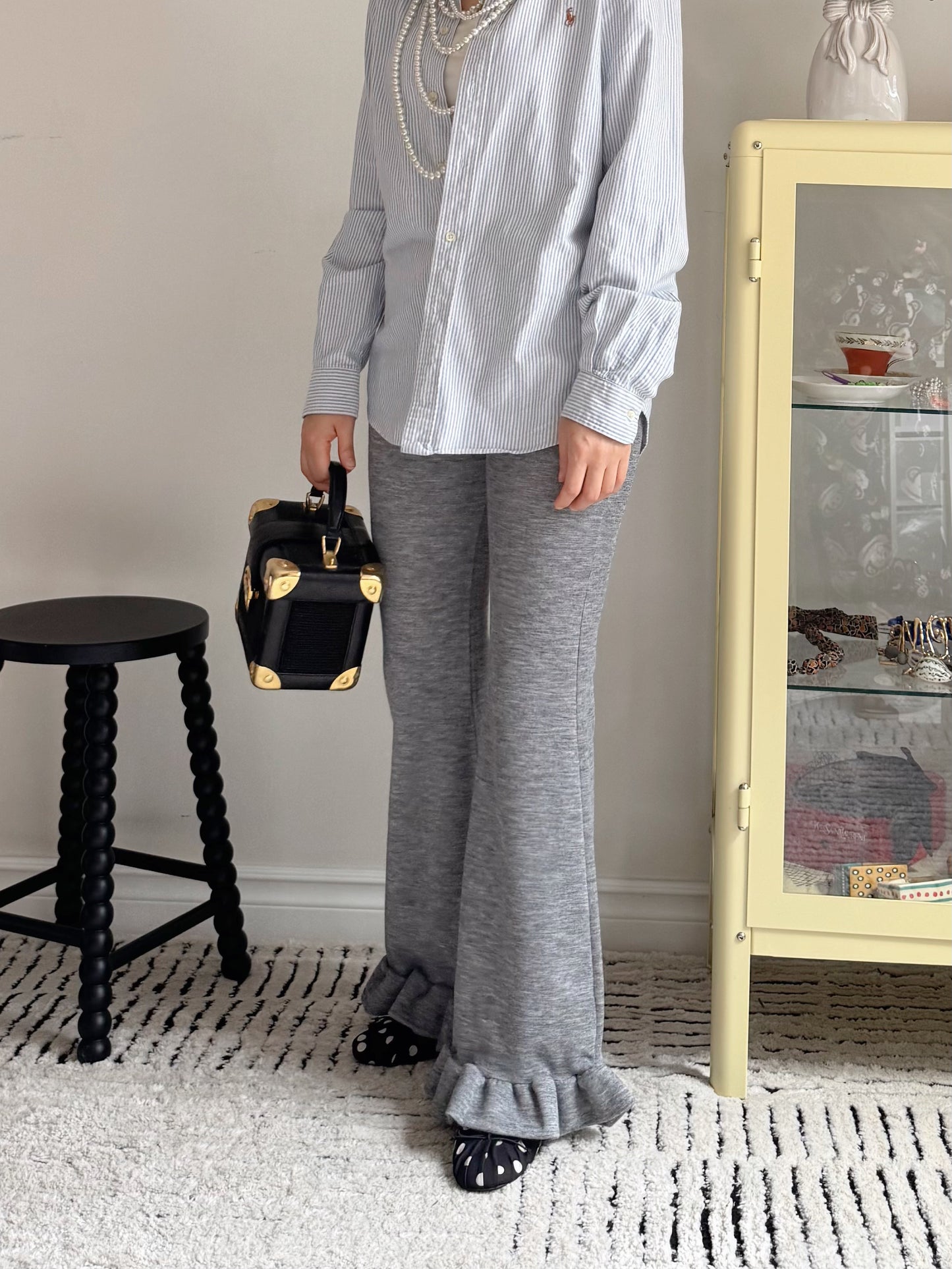 Frill  Bootcut Leggings (gray,black)