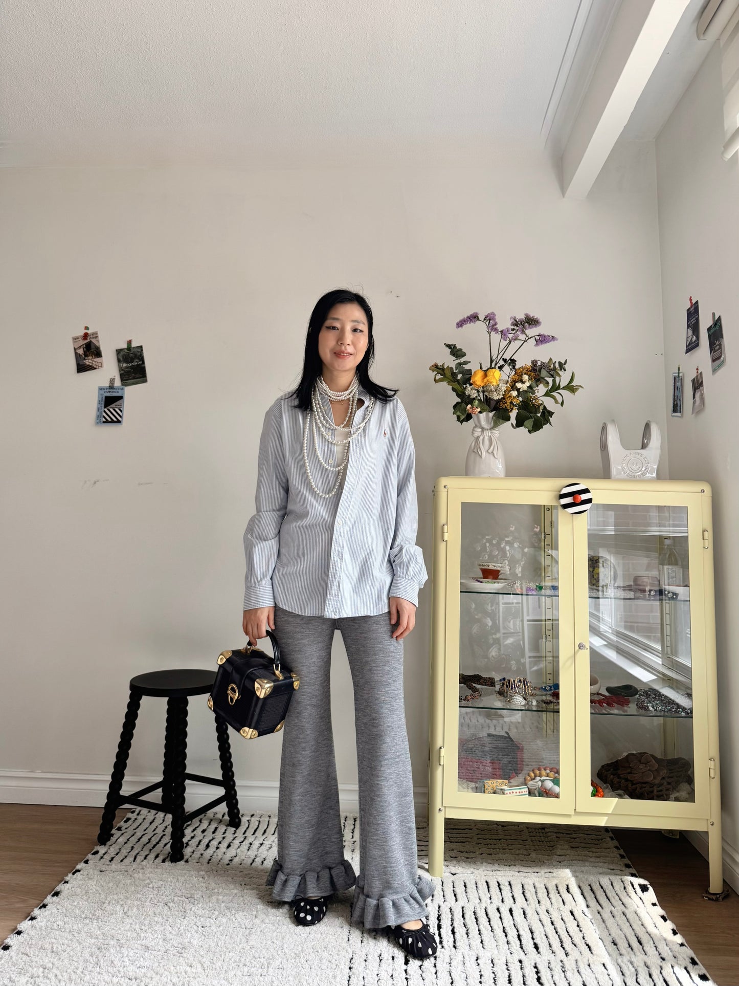 Frill  Bootcut Leggings (gray,black)