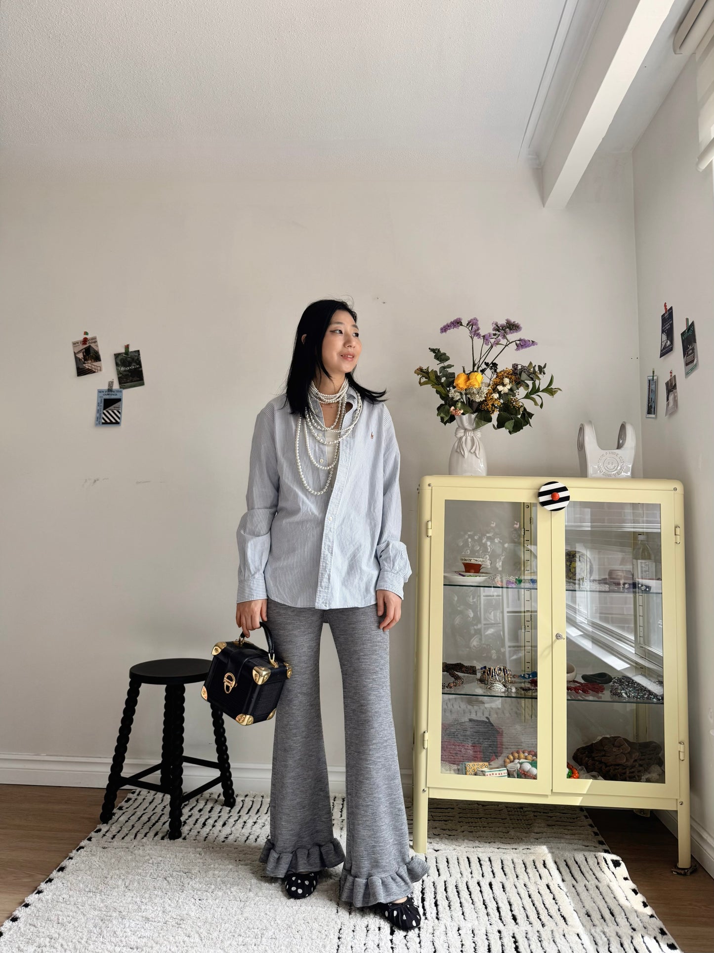 Frill  Bootcut Leggings (gray,black)