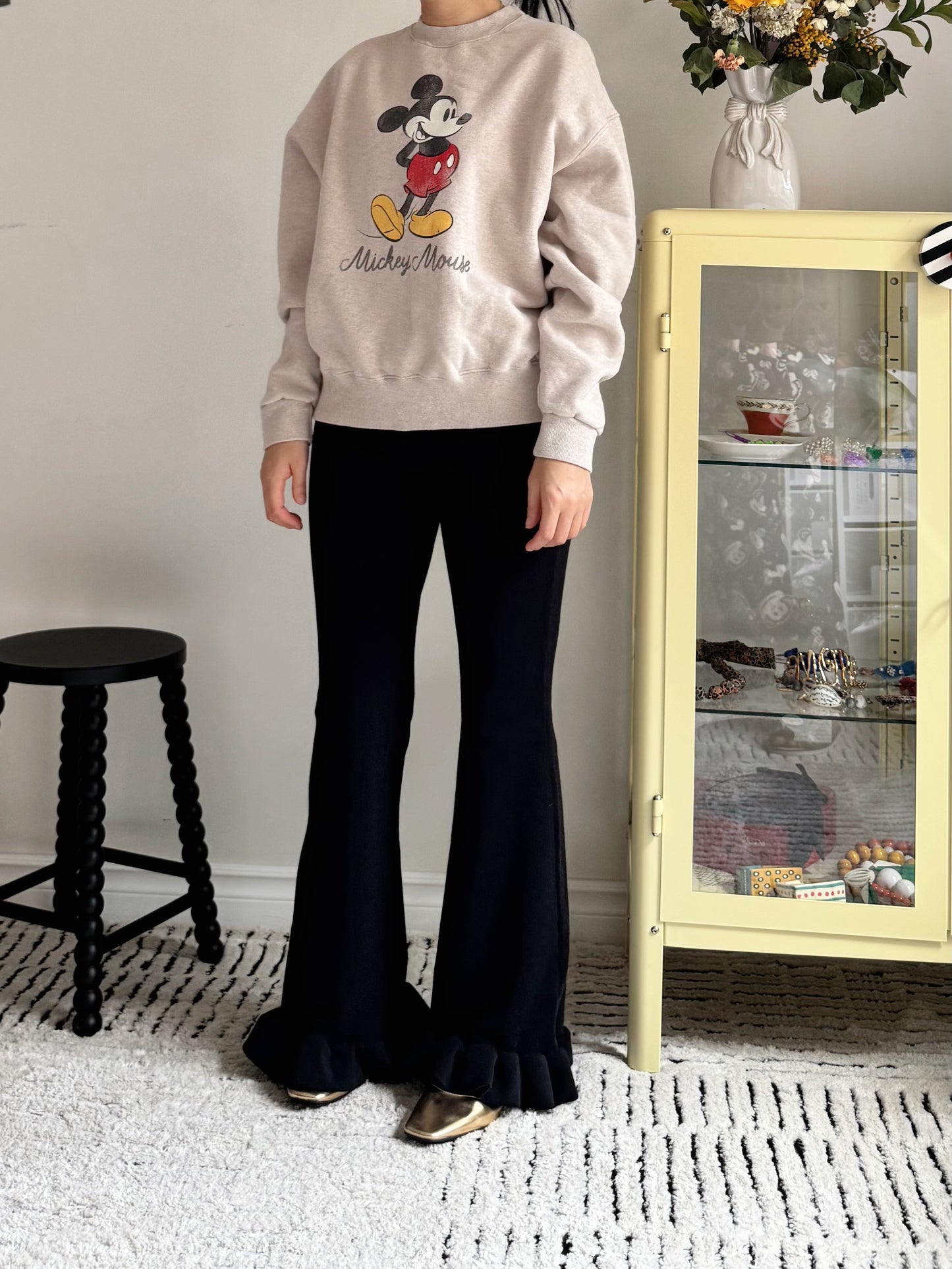 Frill  Bootcut Leggings (gray,black)