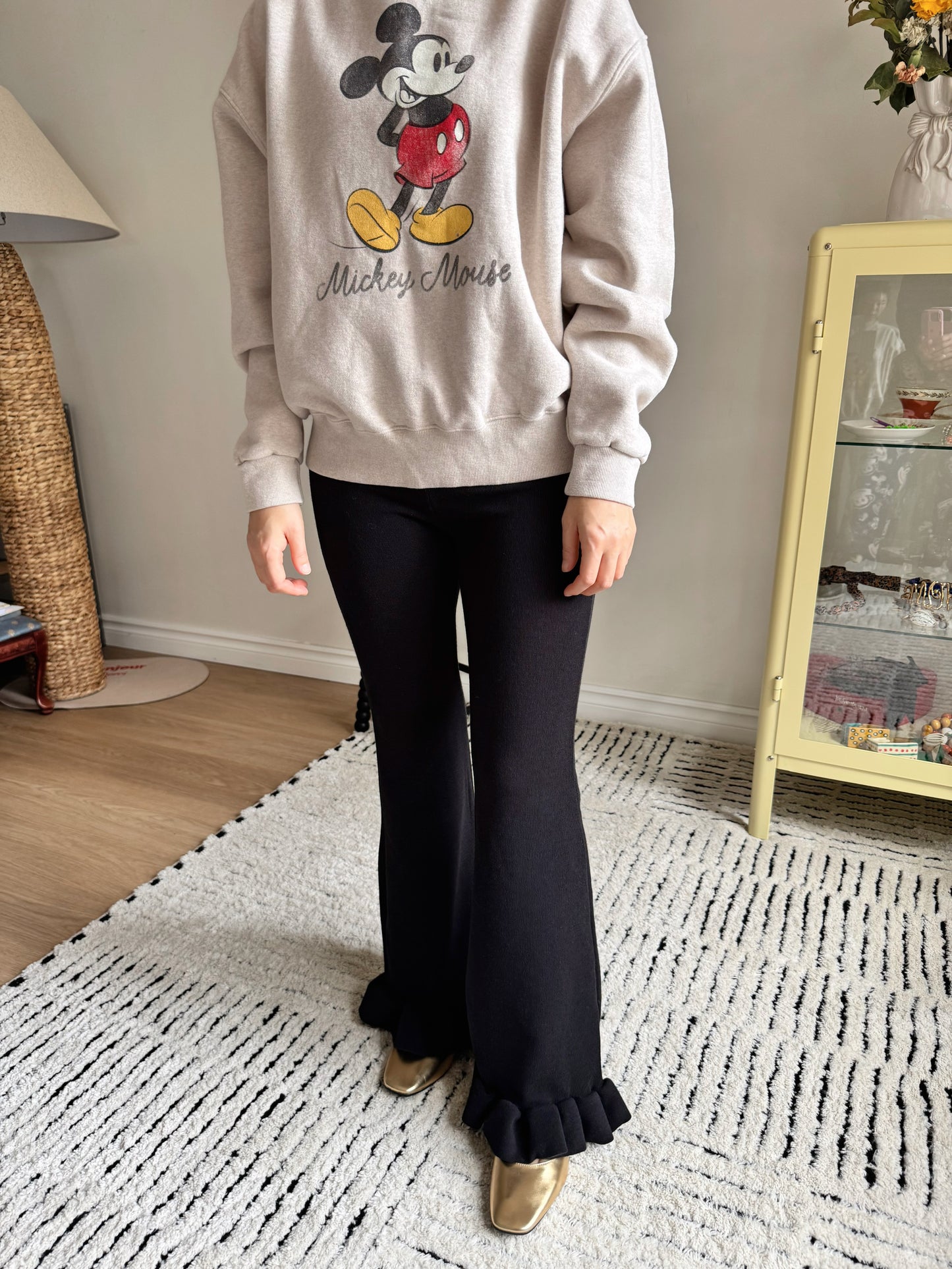 Frill  Bootcut Leggings (gray,black)