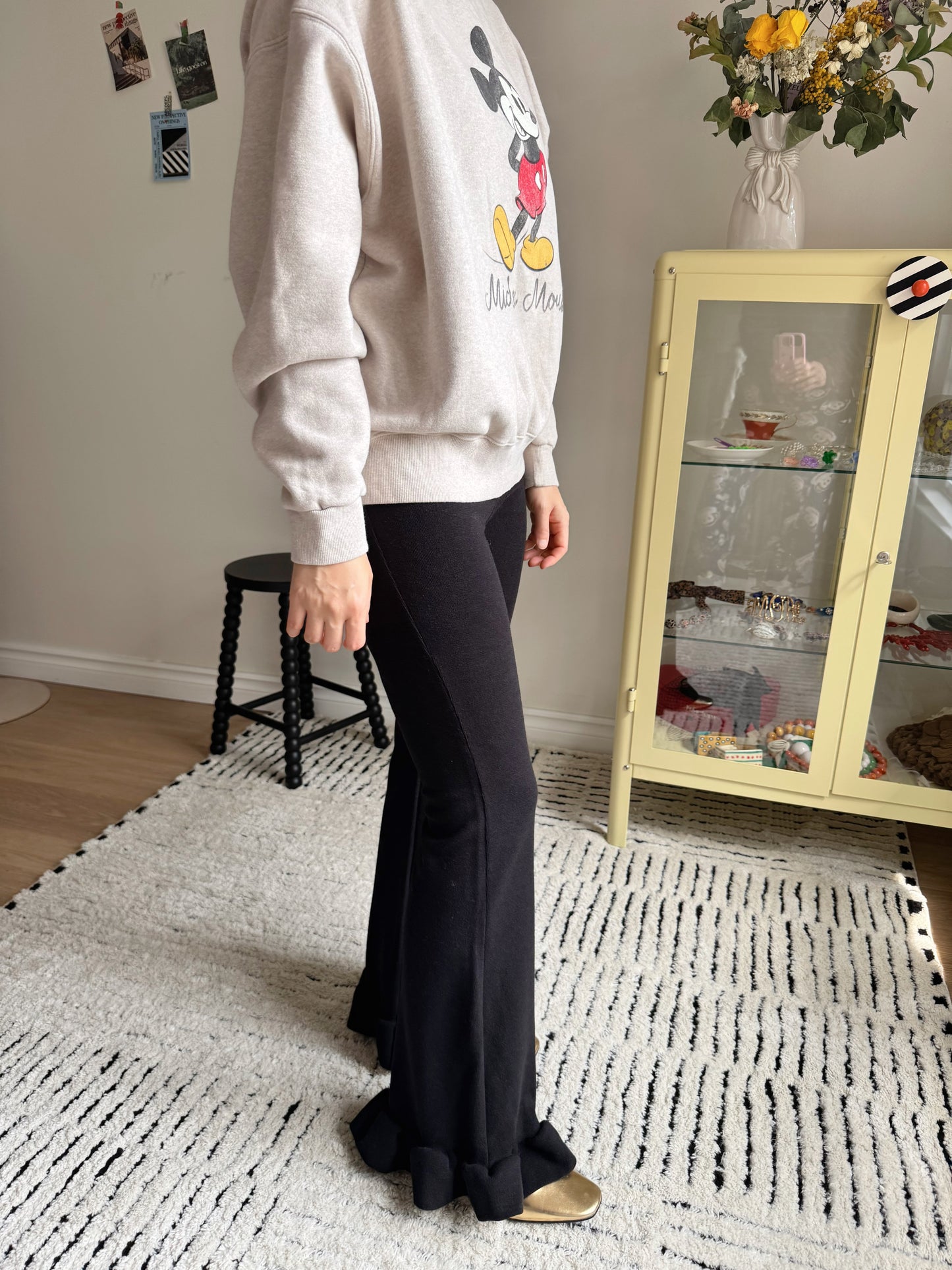Frill  Bootcut Leggings (gray,black)