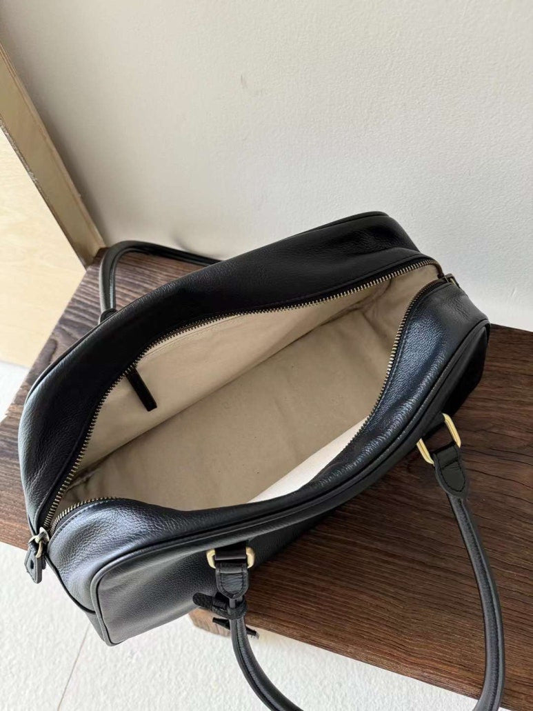 LEATHER SHOULDER BAG (brown, black)