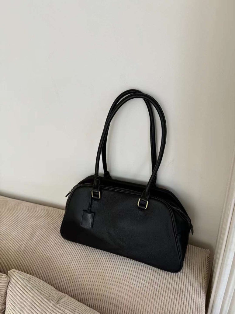 LEATHER SHOULDER BAG (brown, black)