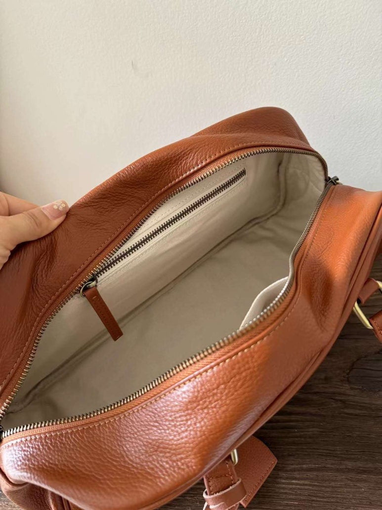 LEATHER SHOULDER BAG (brown, black)