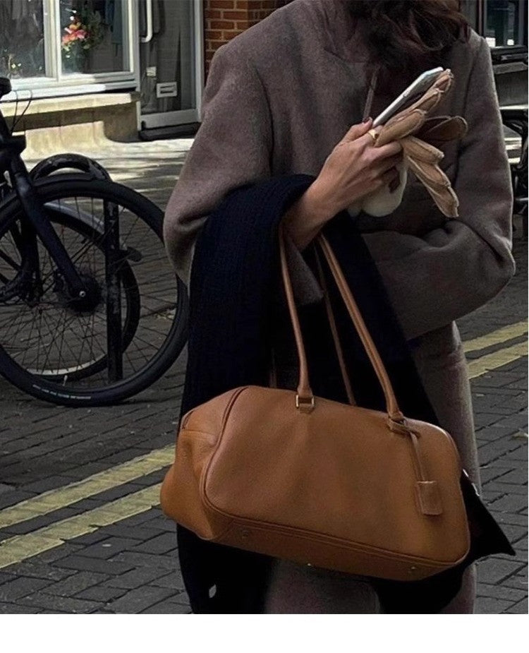 LEATHER SHOULDER BAG (brown, black)