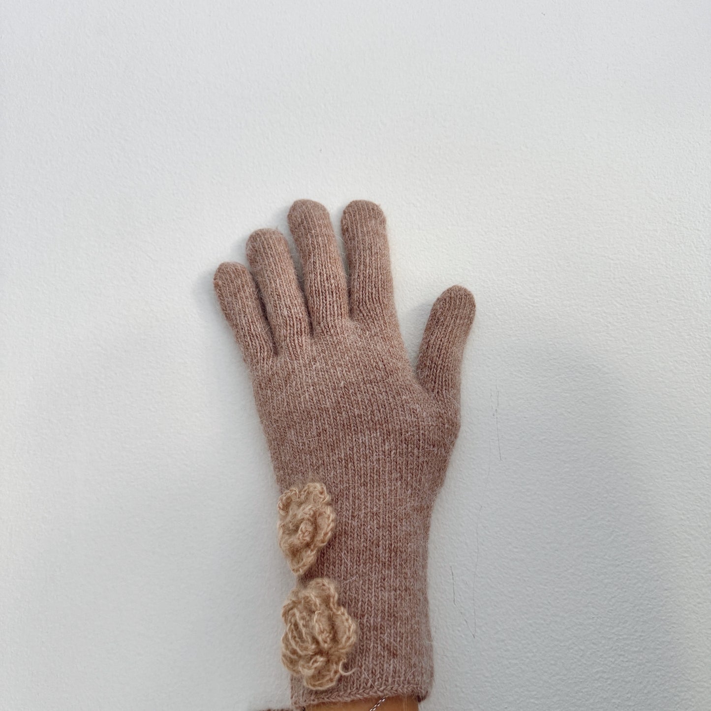 Flower Angora Gloves  (white, gray, blue, beige, black)