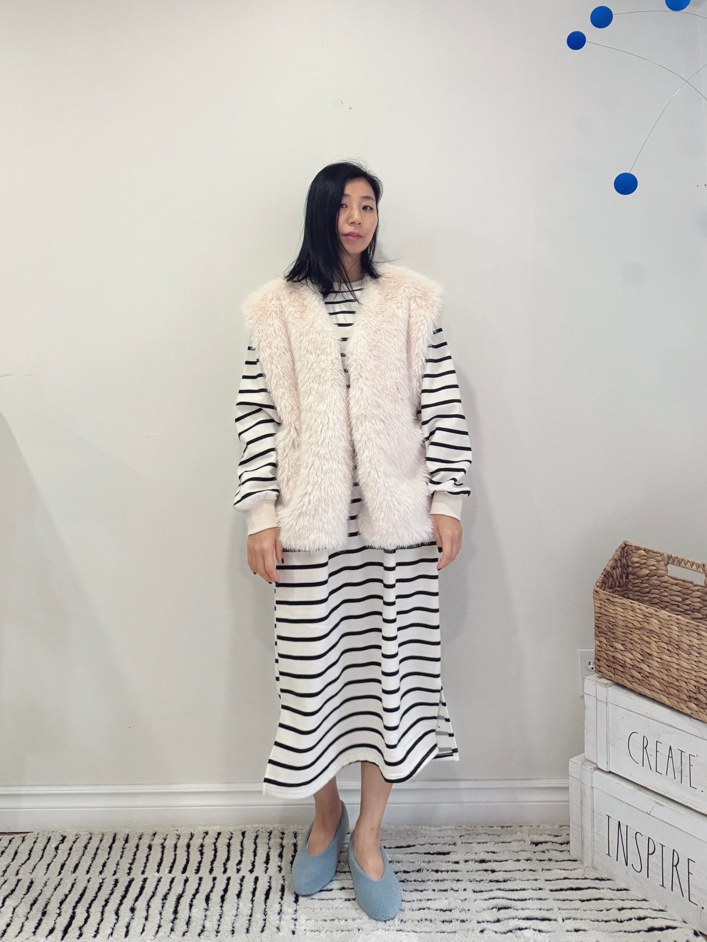 Moncher Fur Vest( ivory, beige)