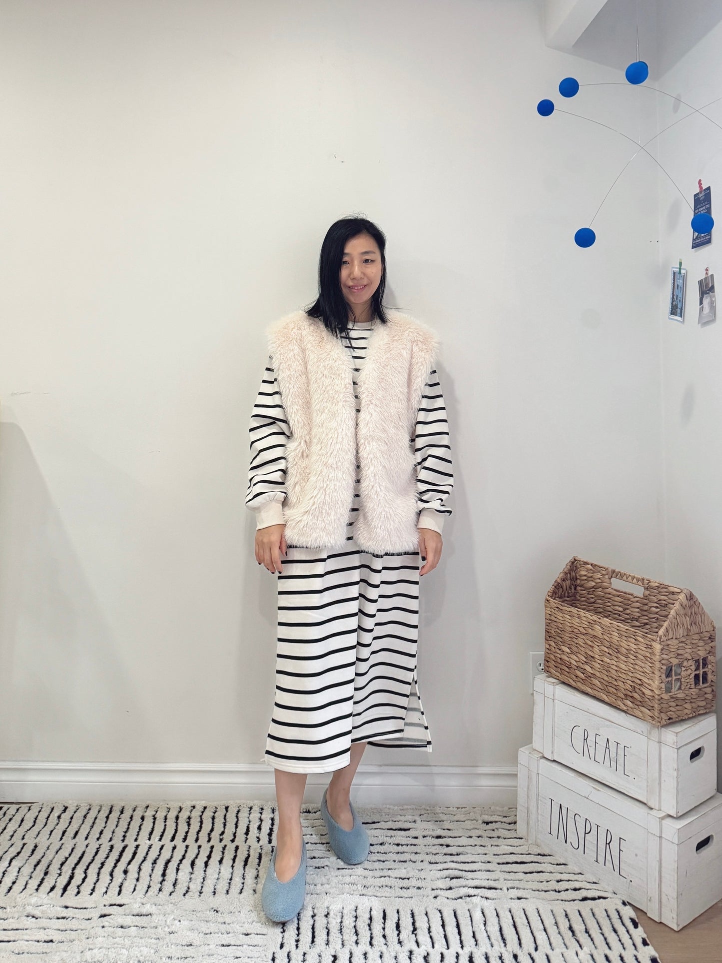 Moncher Fur Vest( ivory, beige)