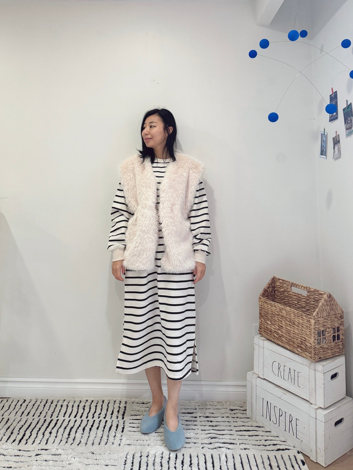 Moncher Fur Vest( ivory, beige)